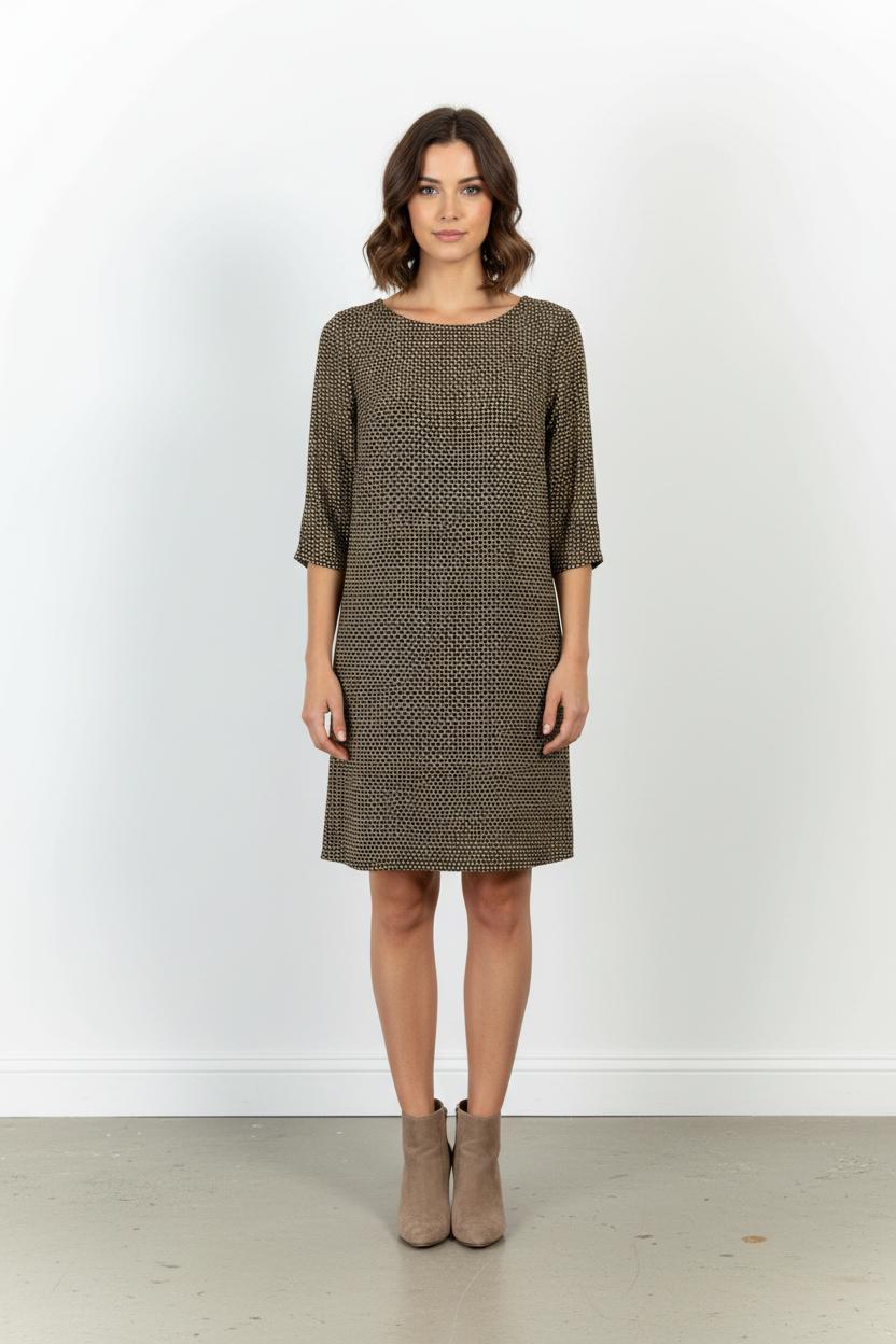 Robe Droite Marron et Blanc - Taille L/40