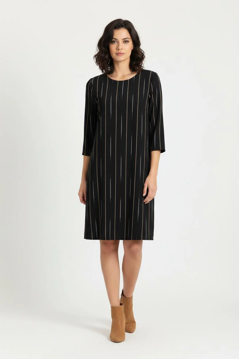 Robe Droite Noire et Beige - Taille M/38