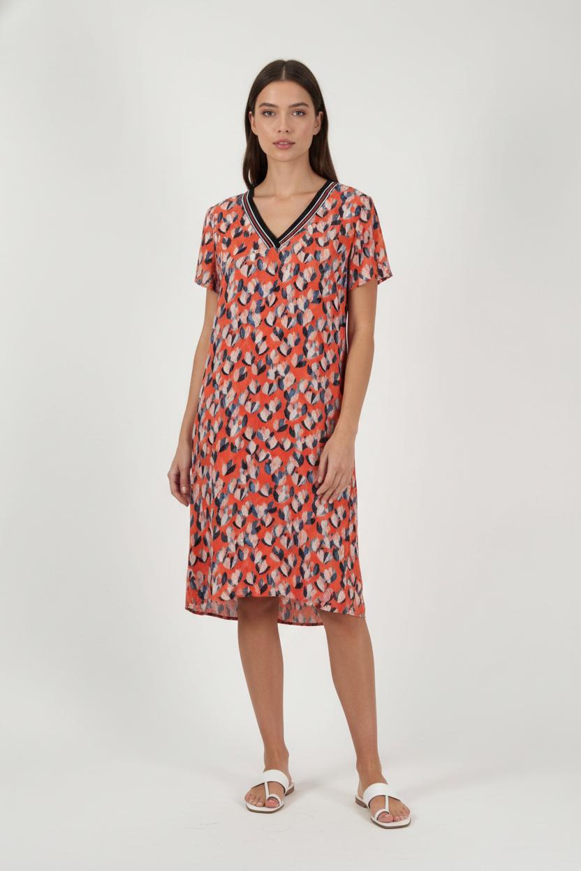 Robe Droite Orange et Bleue - Taille L/40