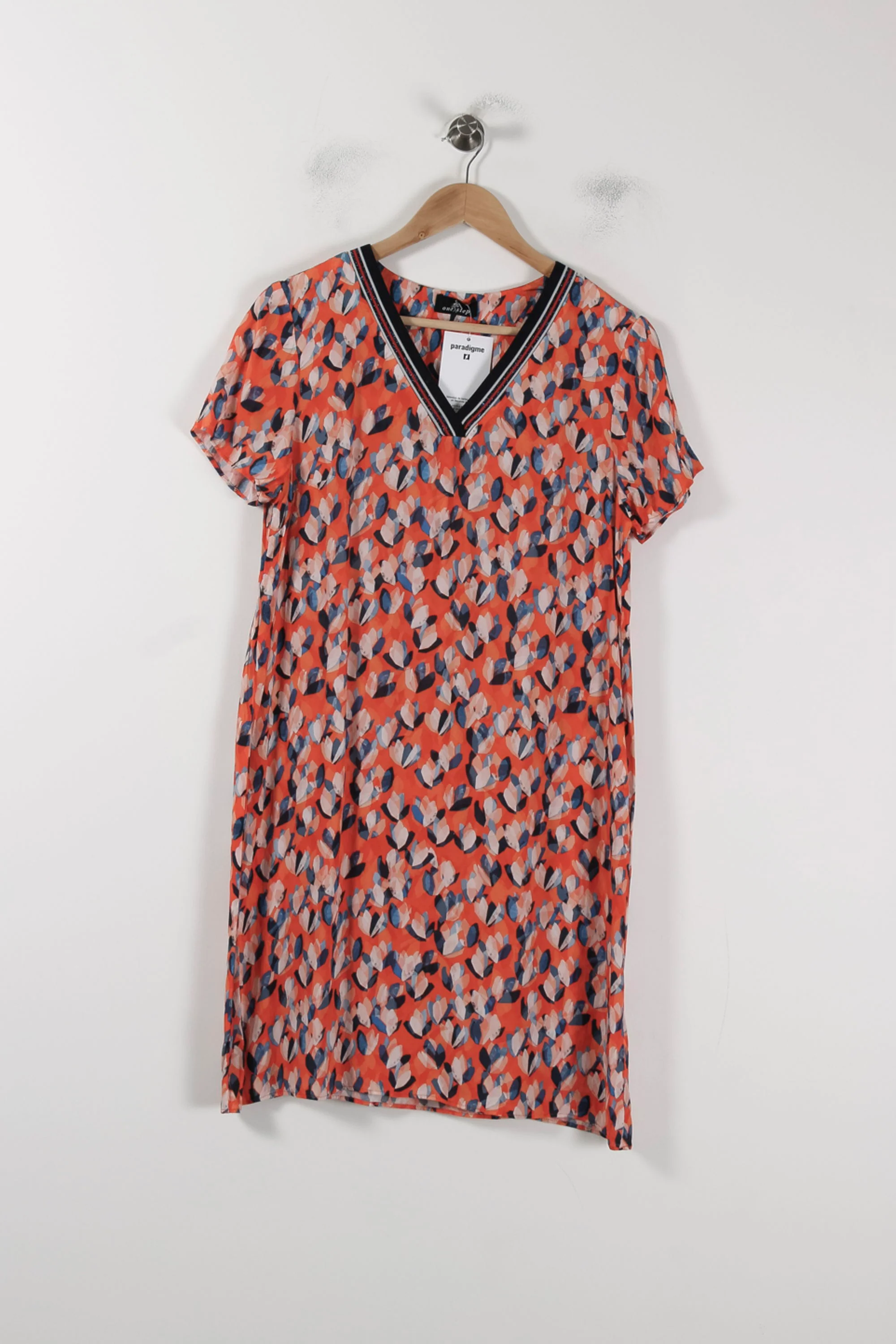 Robe Droite Orange et Bleue - Taille L/40 - Image 2