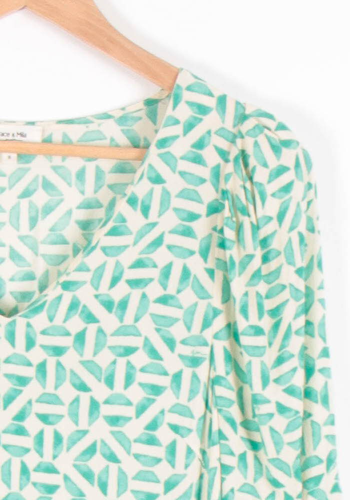 Robe Évasée Verte et Blanche - Taille S/36 - Image 3