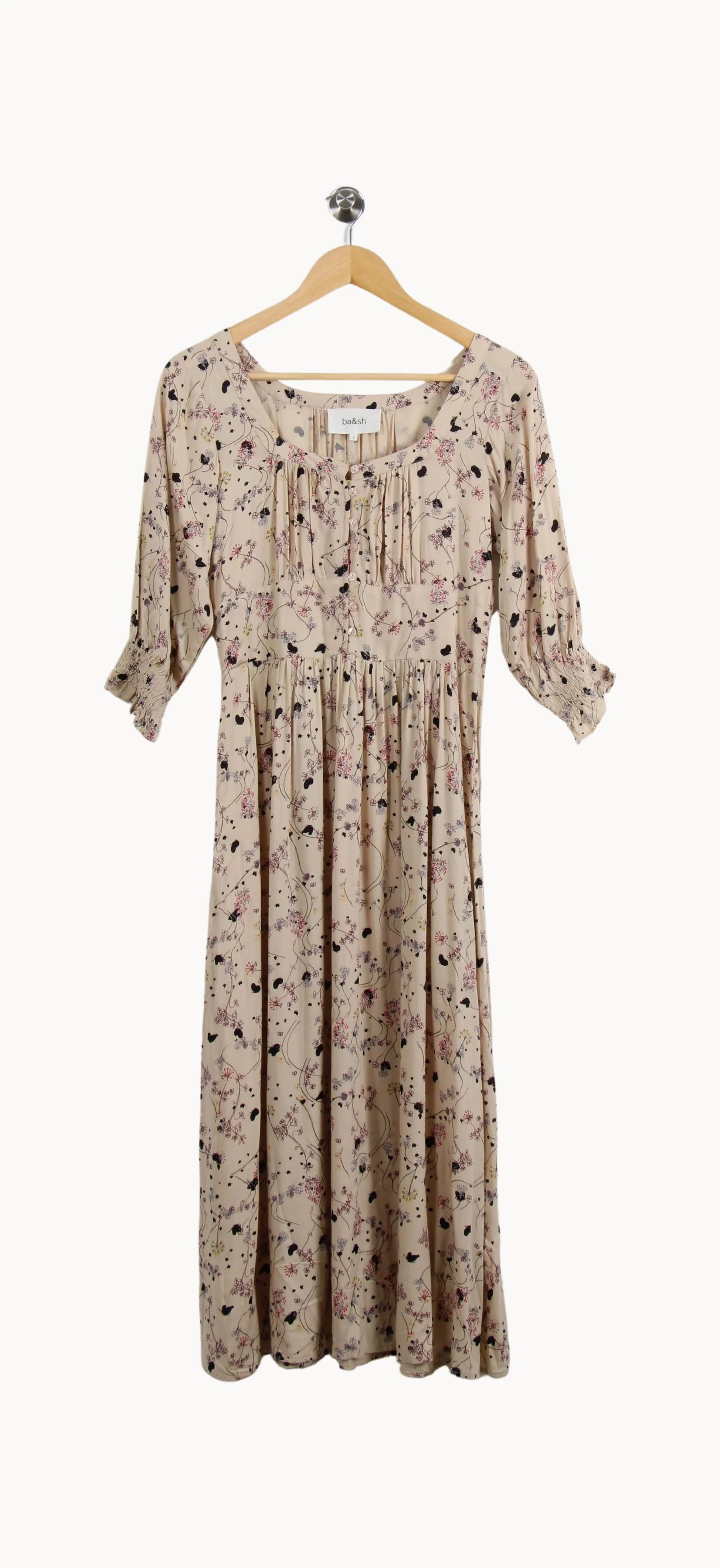 Robe Fleurie Beige - Taille XS/34 - Image 2