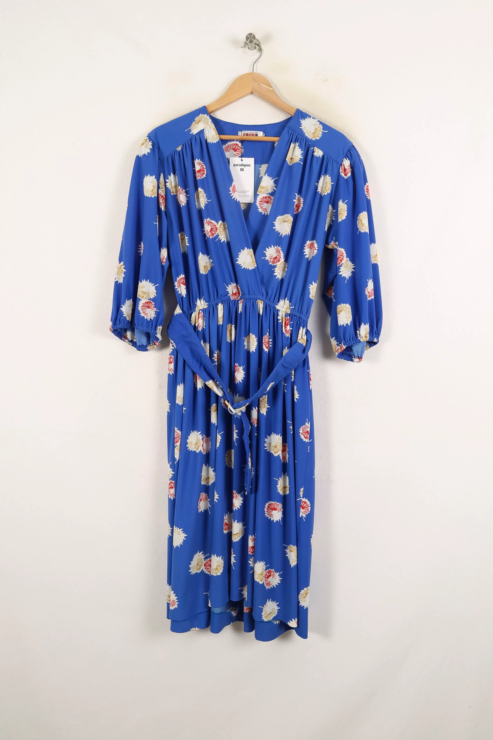 Robe Fleurie Bleue et Blanche - Taille L/40 - Image 2