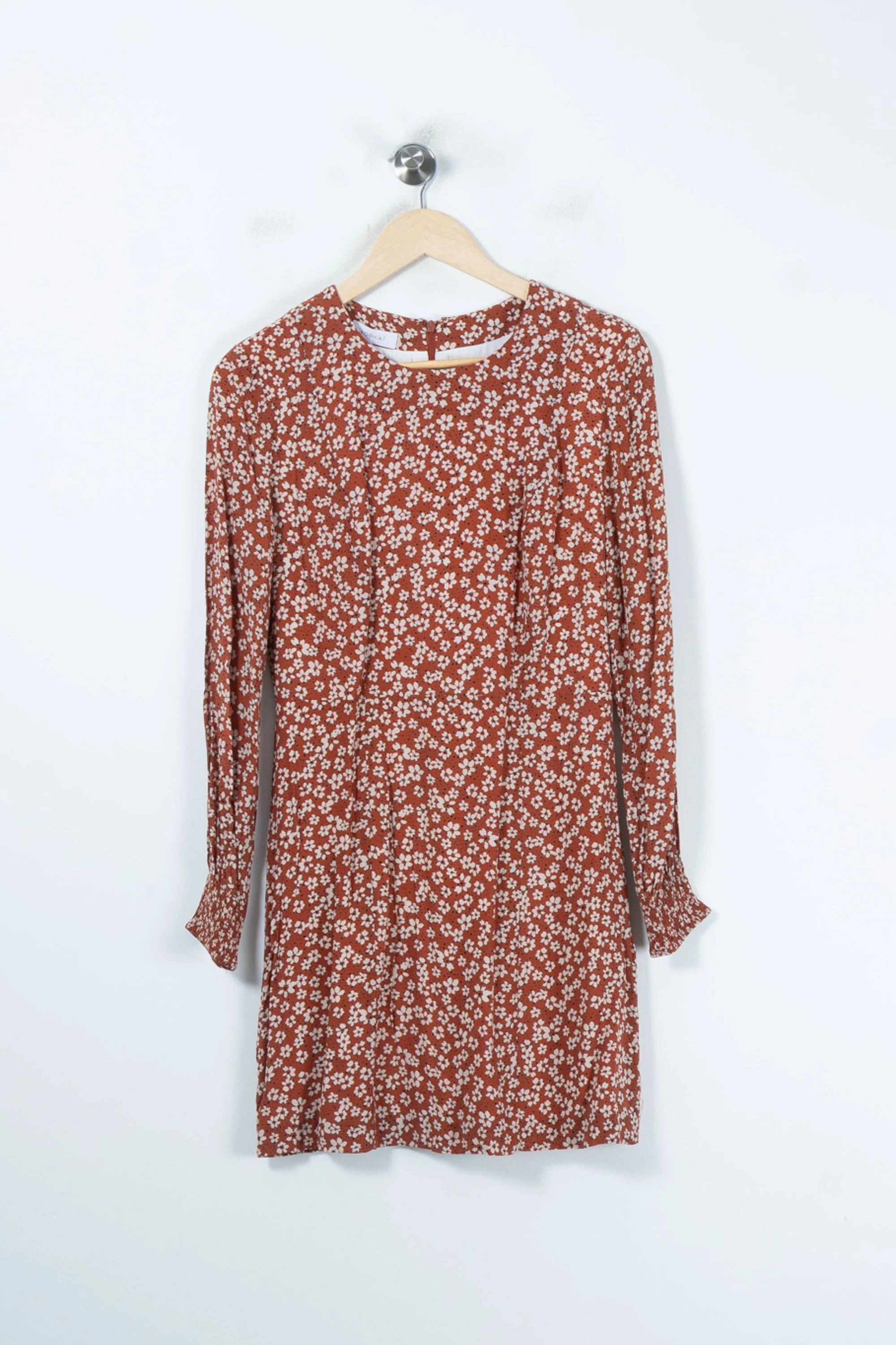 Robe Fleurie Marron et Blanche - Taille M/38 - Image 2
