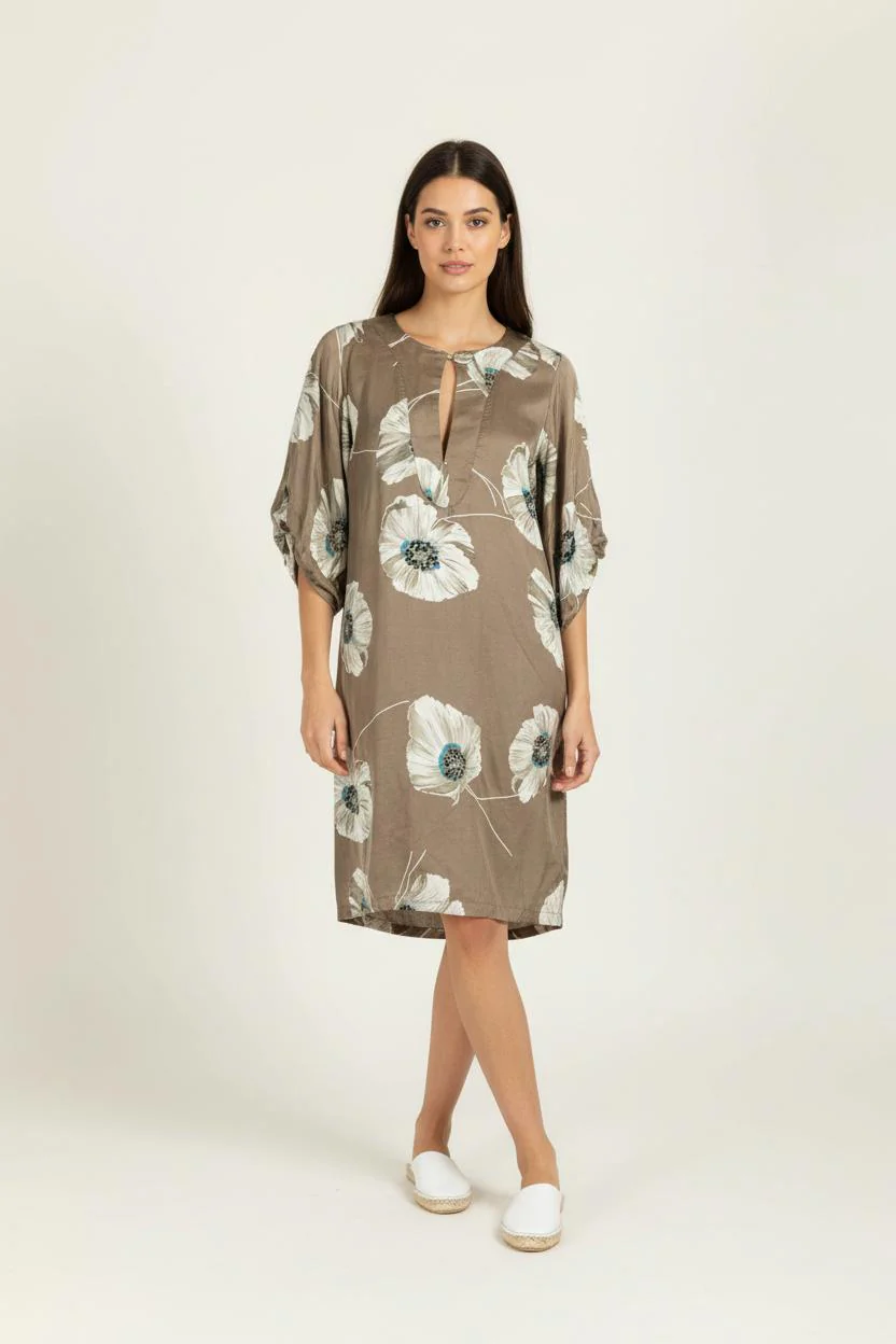 Robe Fleurie Marron et Blanche - Taille S/36