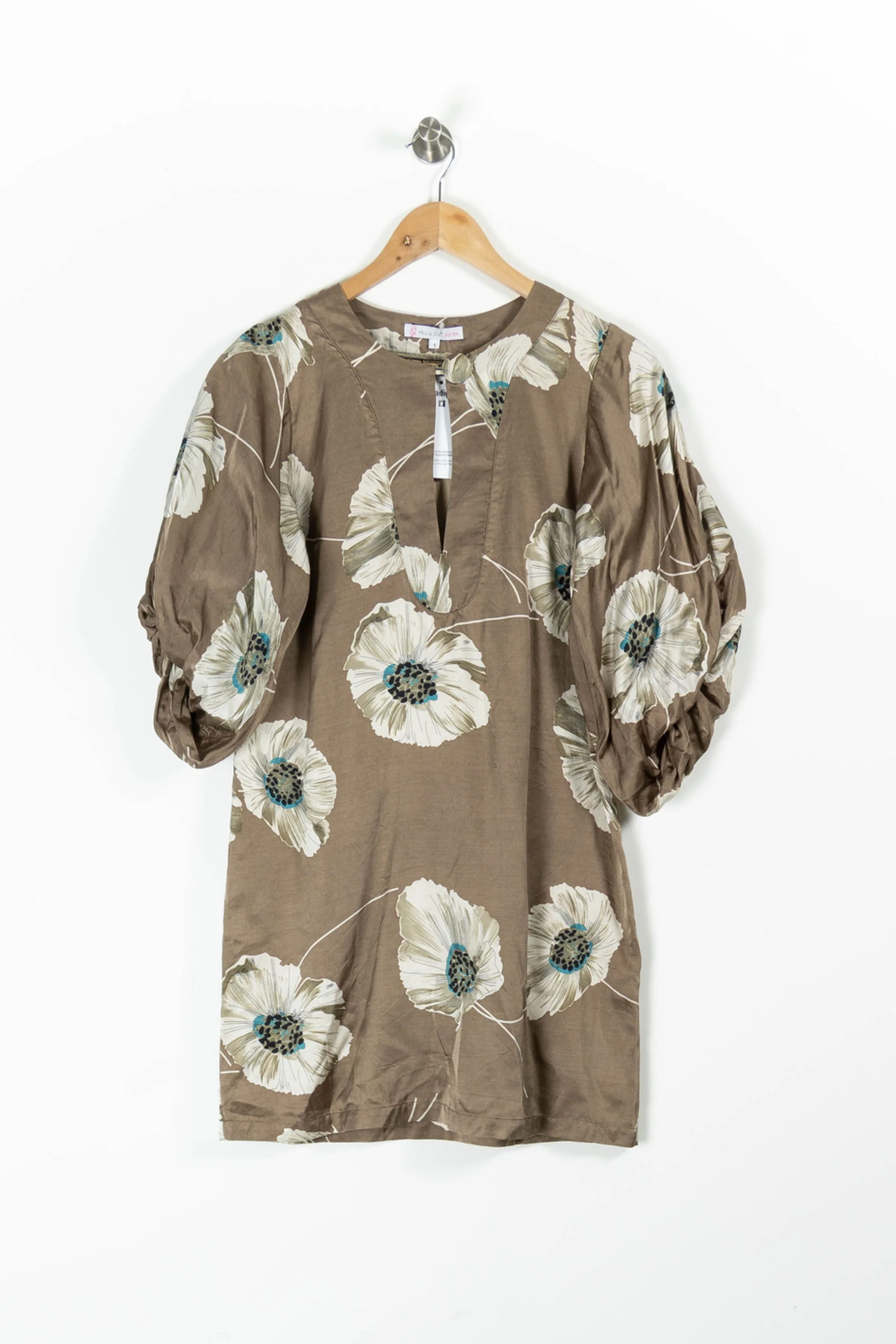 Robe Fleurie Marron et Blanche - Taille S/36 - Image 2
