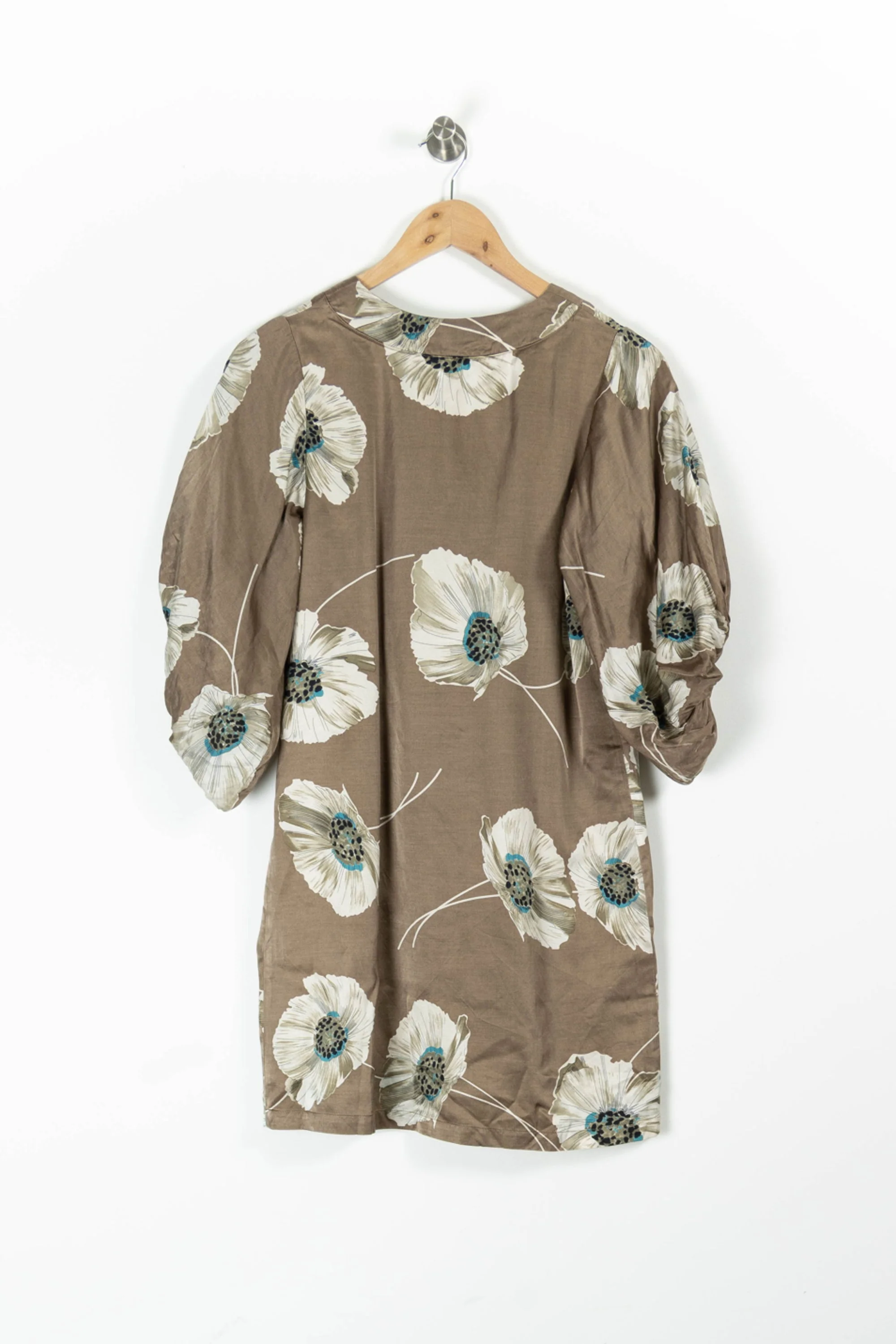 Robe Fleurie Marron et Blanche - Taille S/36 - Image 4