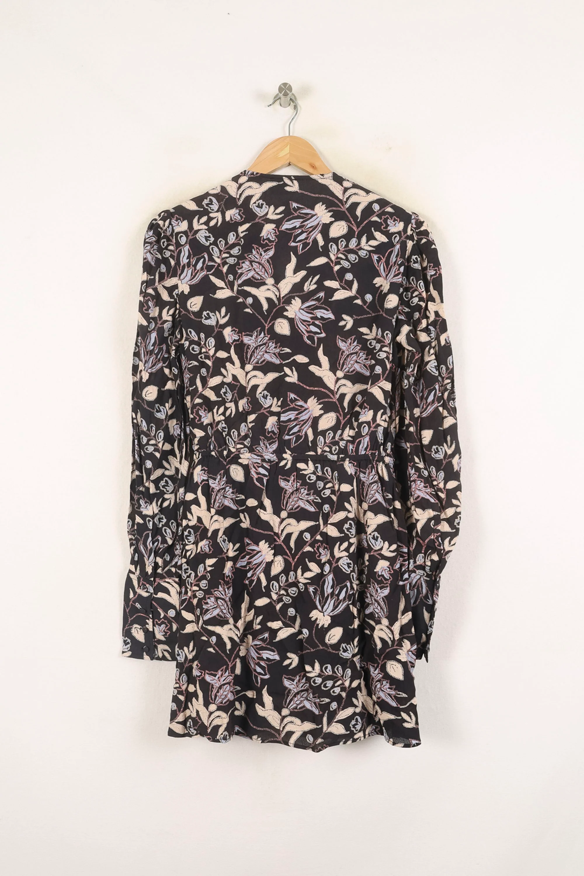 Robe Fleurie Noire et Beige - Taille S/36 - Image 4
