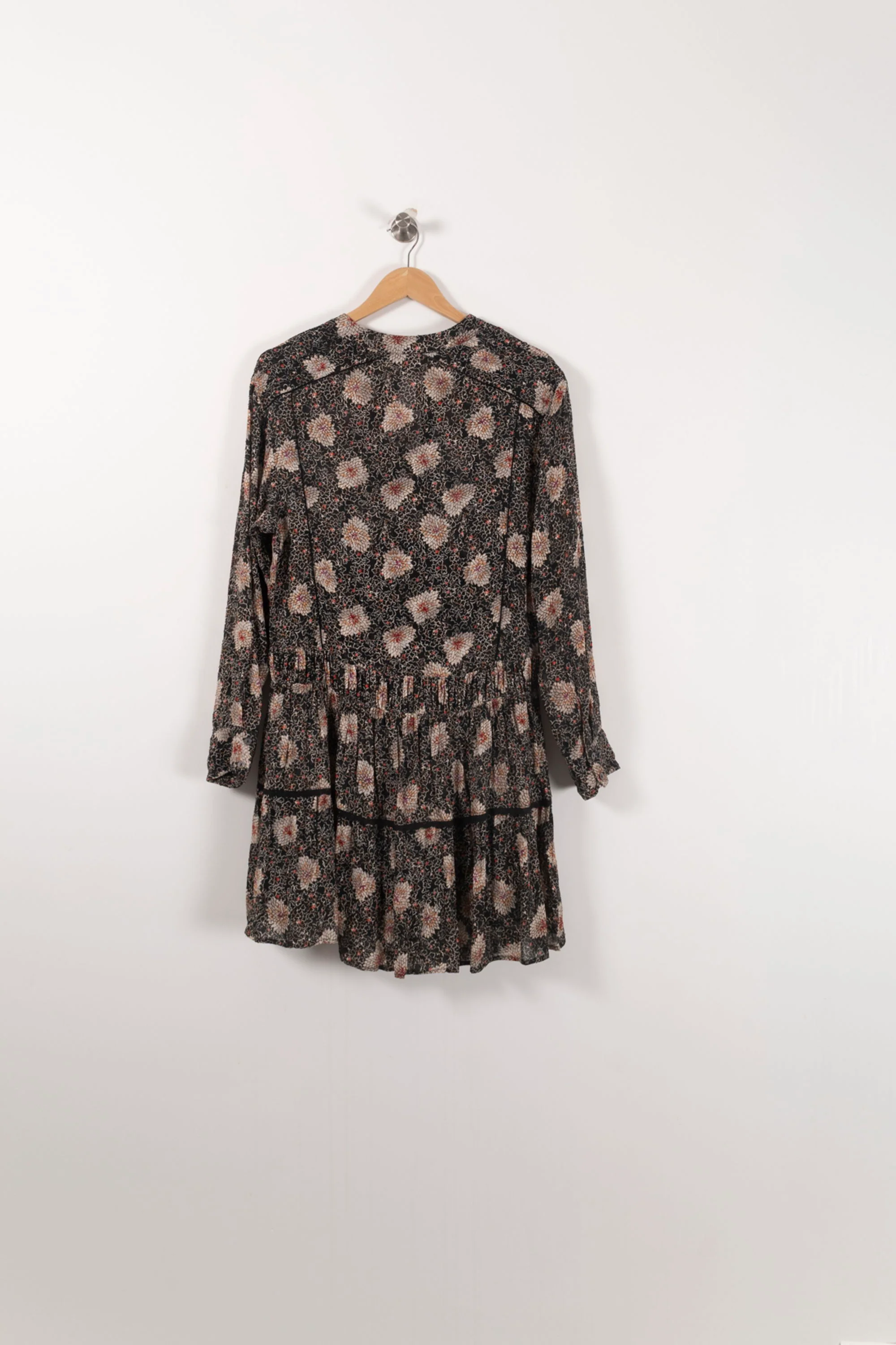 Robe Fleurie Noire et Beige - Taille XS/34 - Image 4