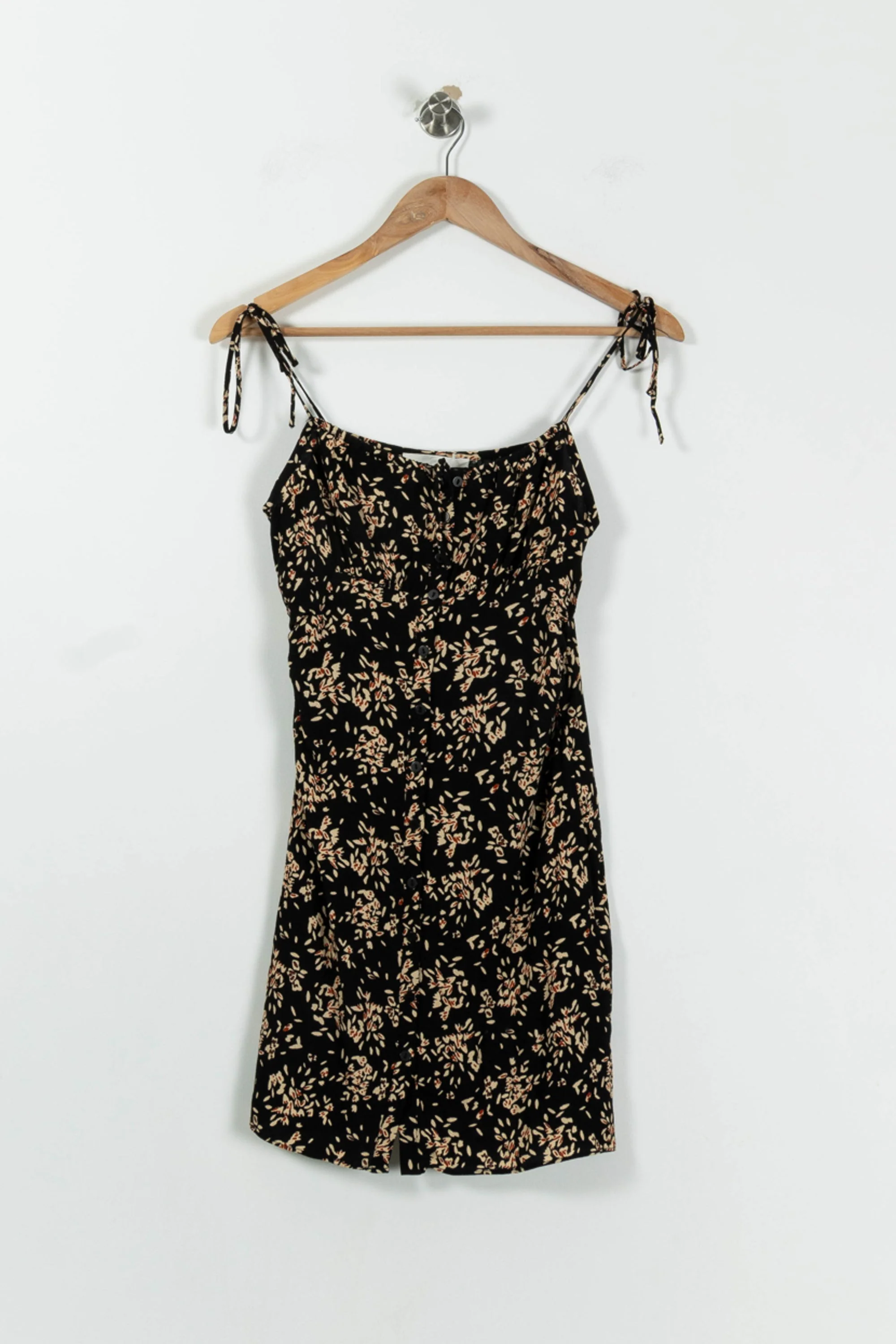Robe Fleurie Noire et Beige - Taille XS/34 - Image 2