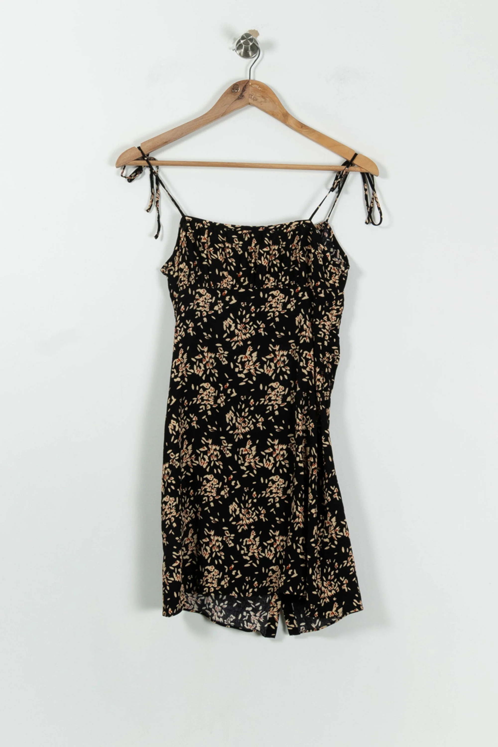 Robe Fleurie Noire et Beige - Taille XS/34 - Image 4
