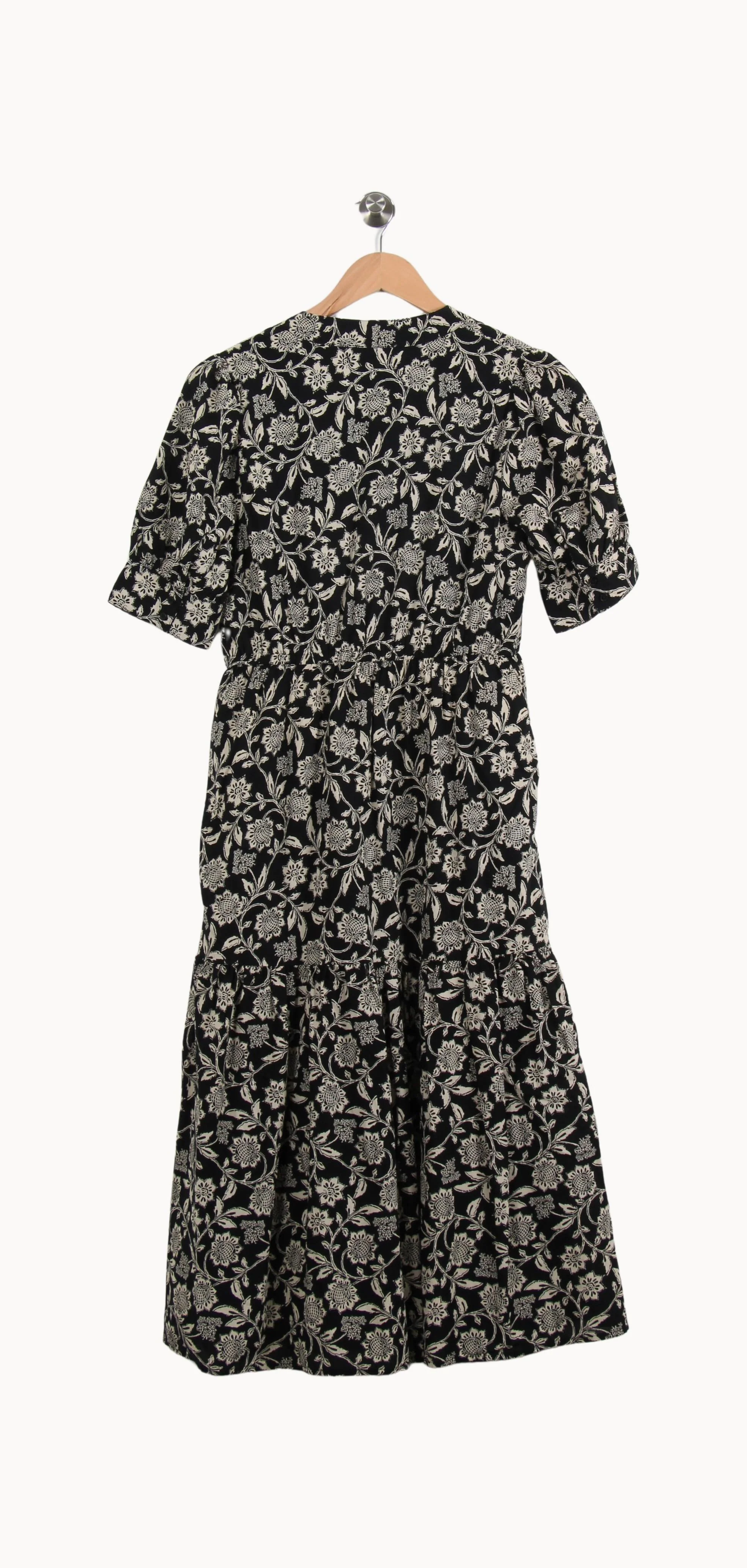 Robe Fleurie Noire et Blanche - Taille XS/34 - Image 4