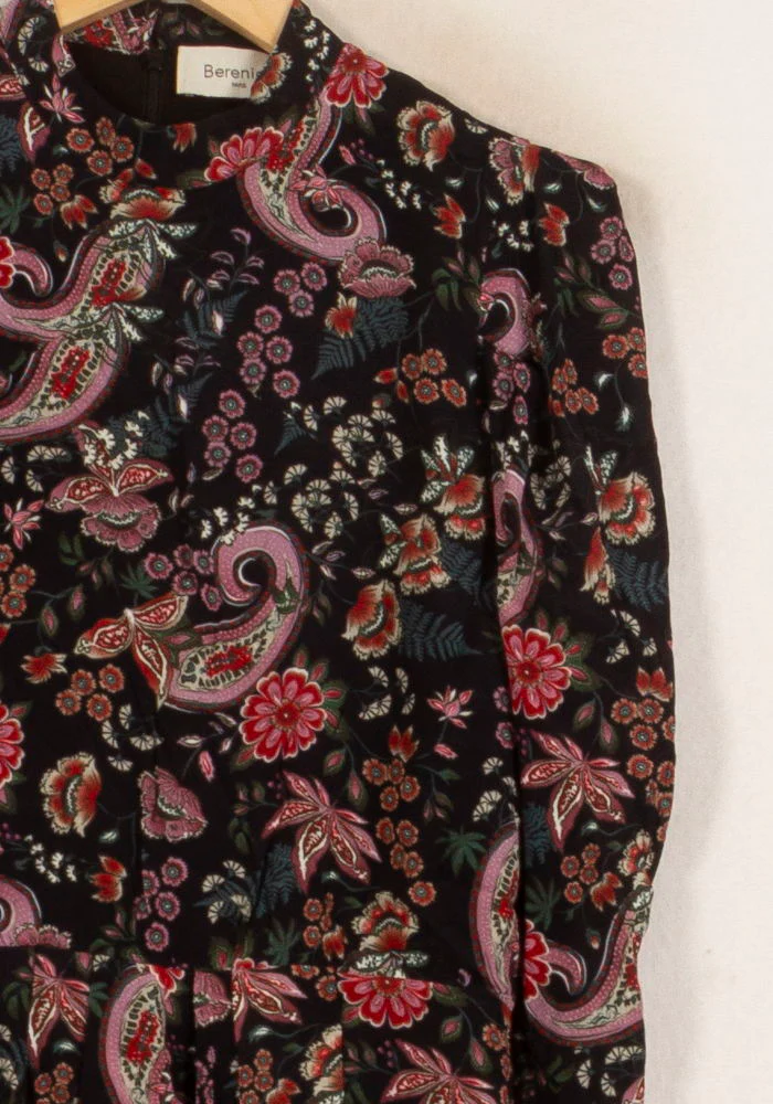 Robe Fleurie Noire et Rose - Taille M/38 - Image 3