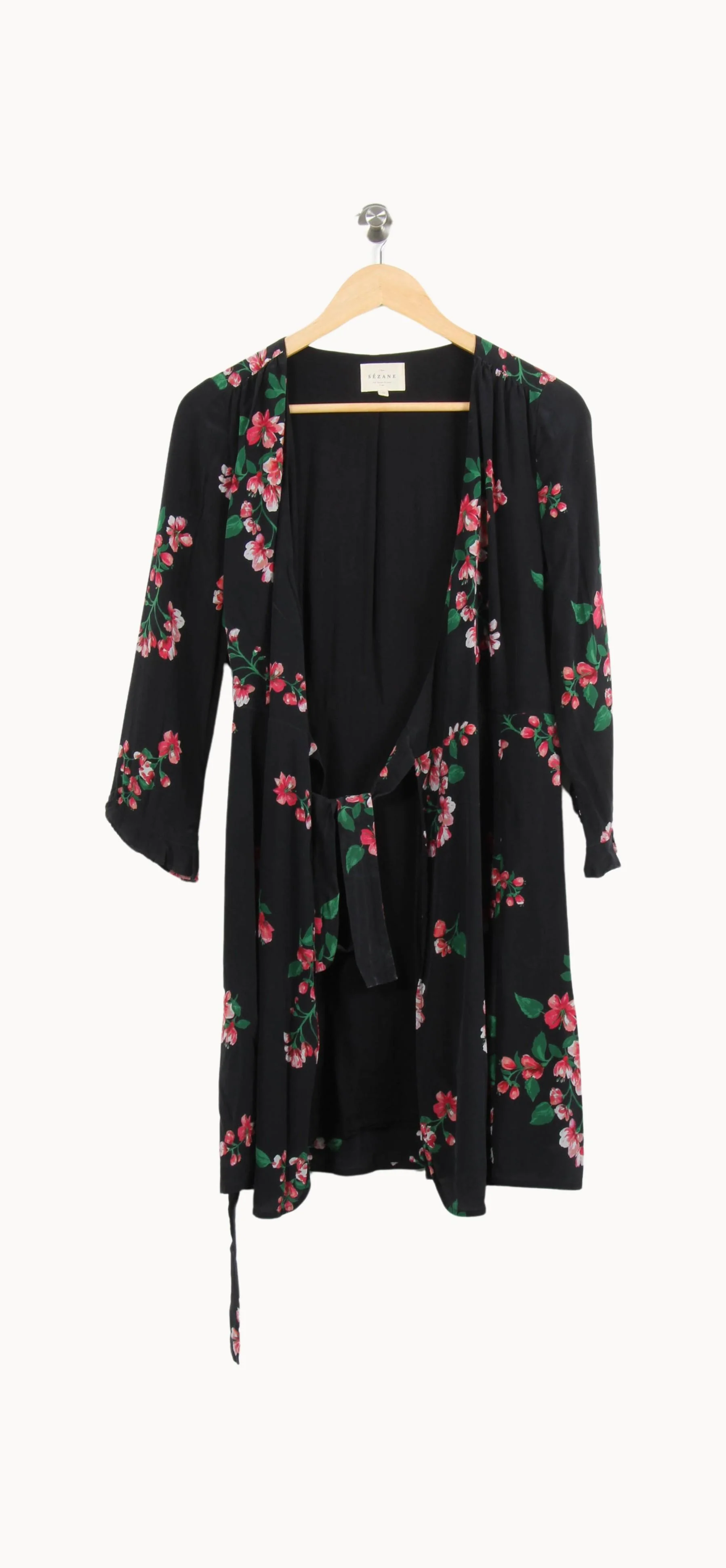 Robe Fleurie Noire et Rose - Taille M/38 - Image 2