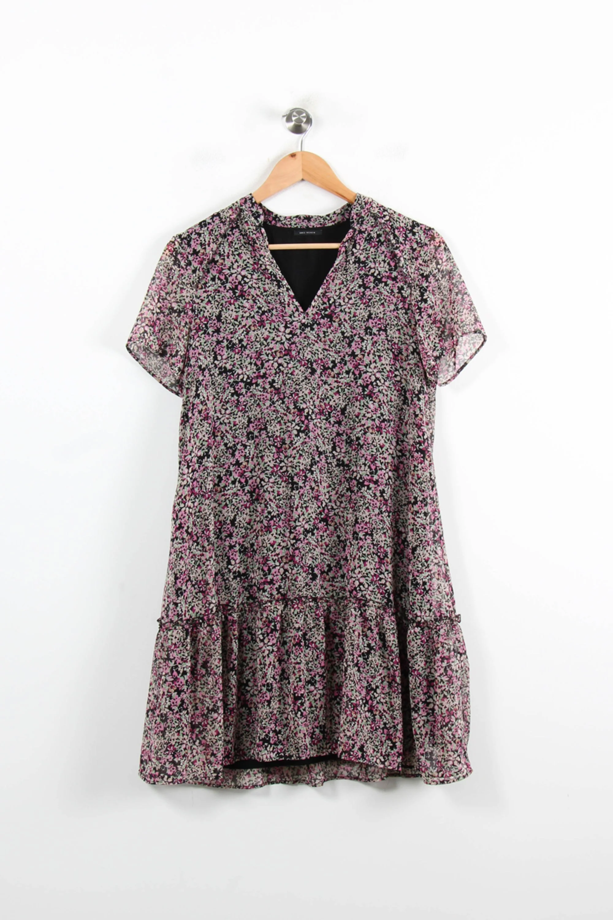 Robe Fleurie Noire et Rose - Taille S/36 - Image 2