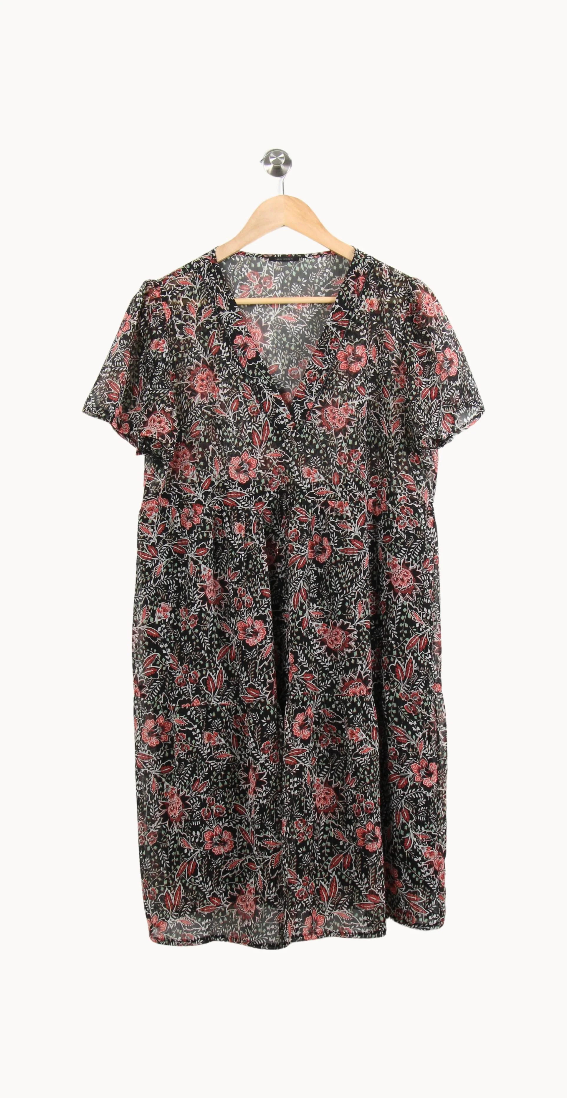Robe Fleurie Noire et Rouge - Taille XL/42 - Image 2