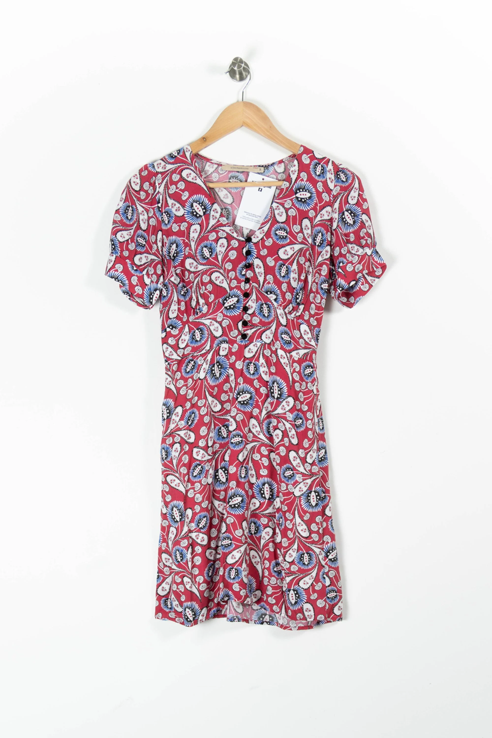 Robe Fleurie Rouge et Bleu - Taille XS/34 - Image 2