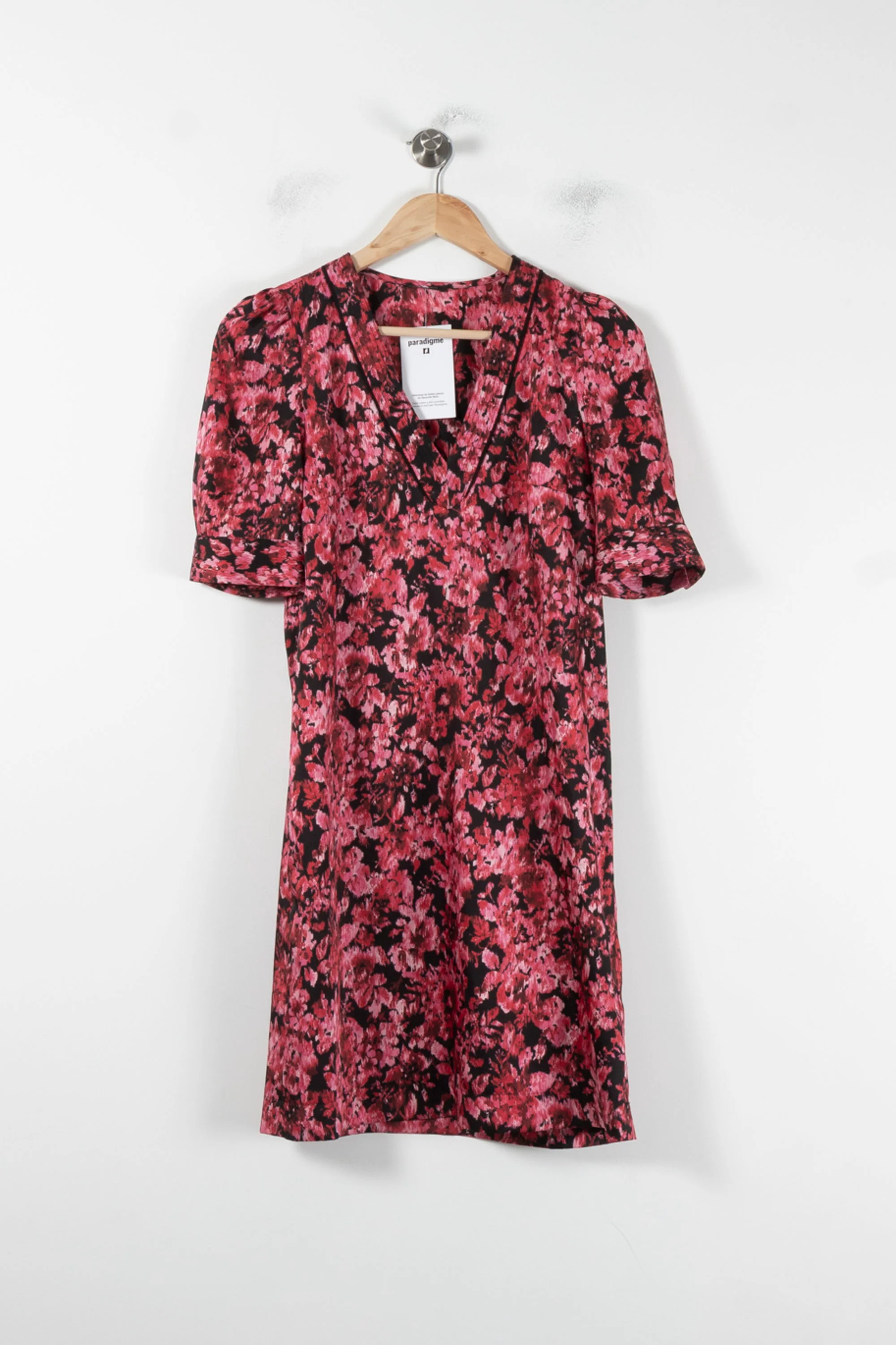 Robe Fleurie Rouge et Noire - Taille XS/34 - Image 2