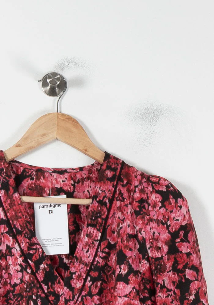Robe Fleurie Rouge et Noire - Taille XS/34 - Image 3