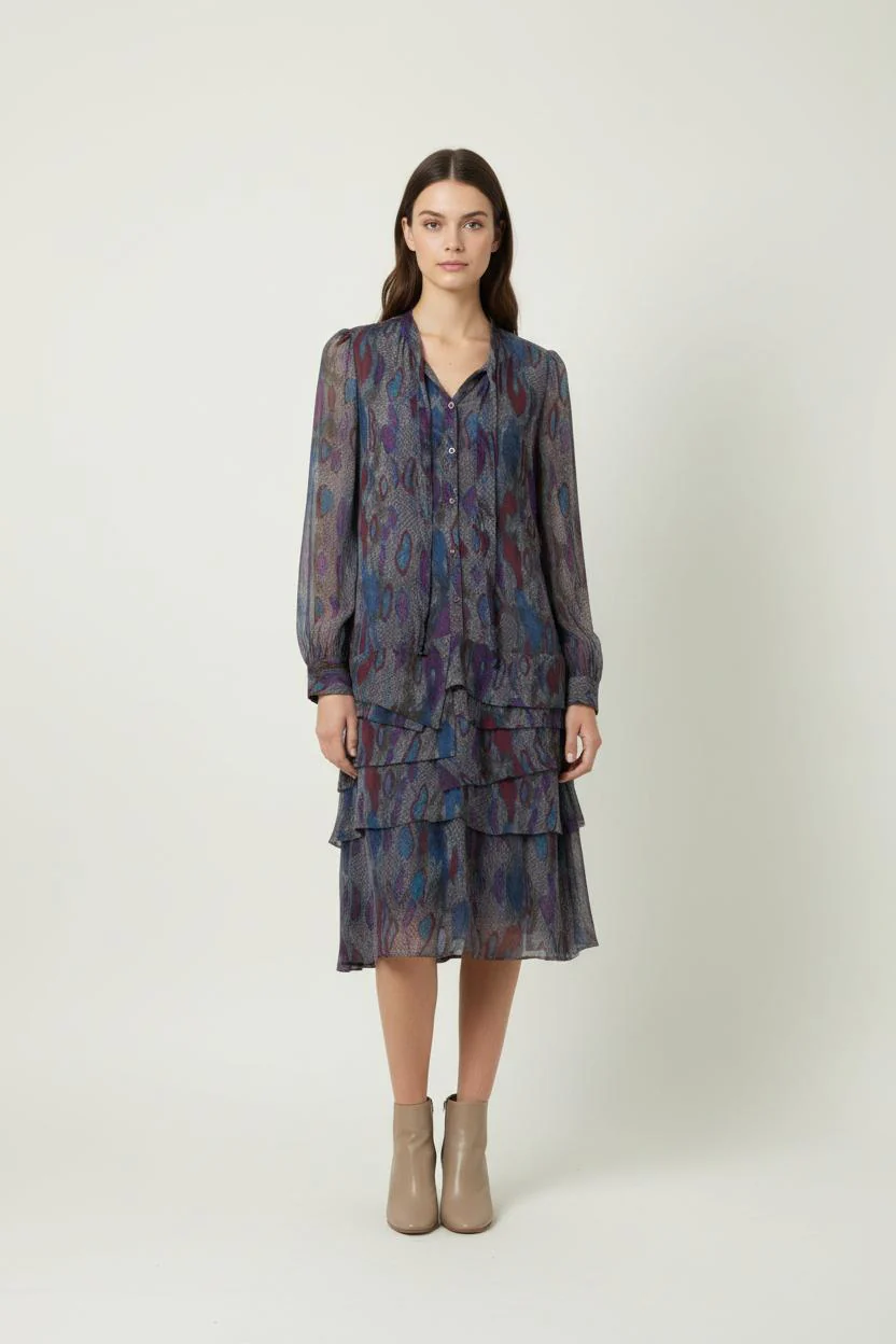 Robe Fluide Bleue et Violette - Taille M/38