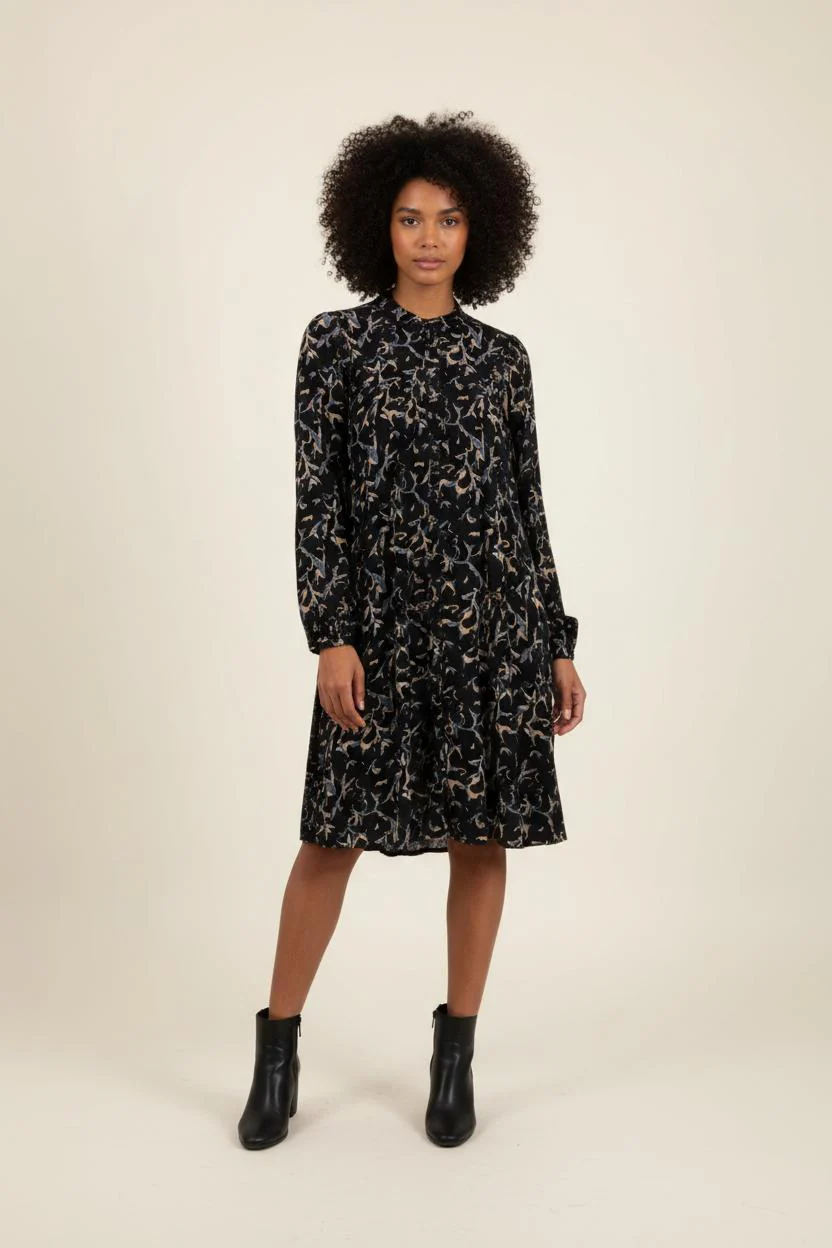 Robe Fluide Noire et Beige - Taille XS/34
