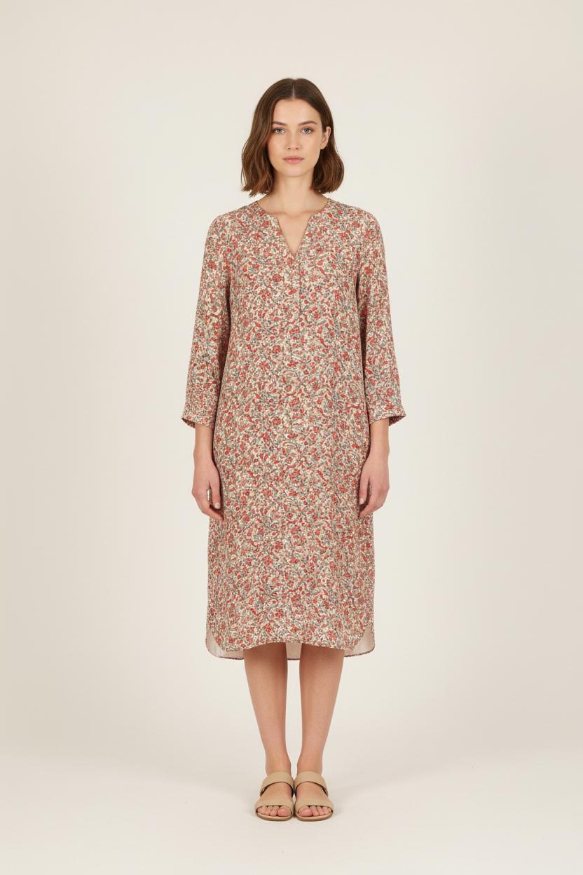 Robe Imprimée Orange et Écru - Taille L/40