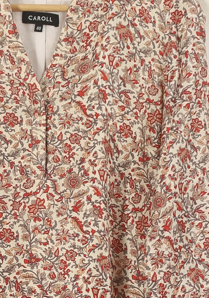 Robe Imprimée Orange et Écru - Taille L/40 - Image 3