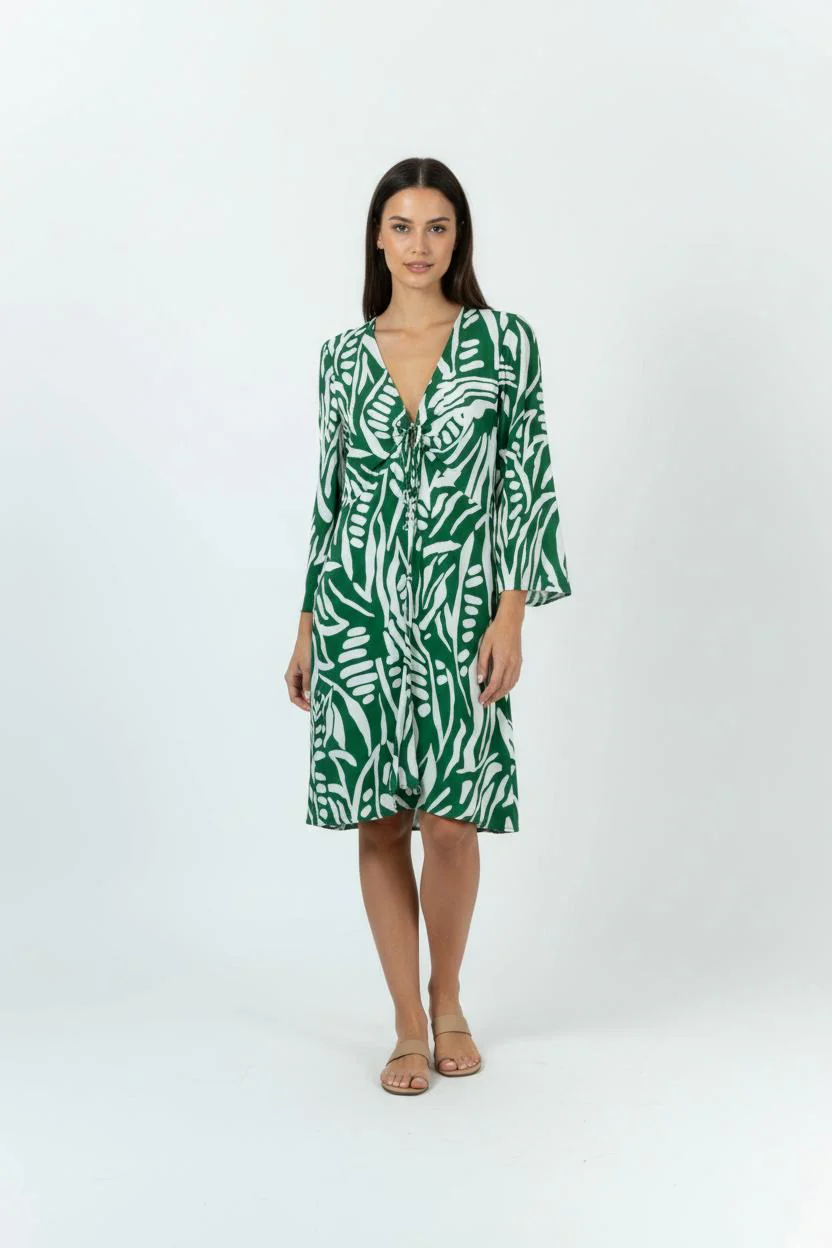 Robe Imprimée Verte et Blanche - Taille S/36