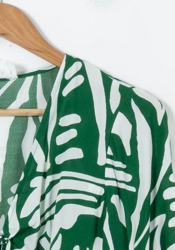 Robe Imprimée Verte et Blanche - Taille S/36 - Image 3