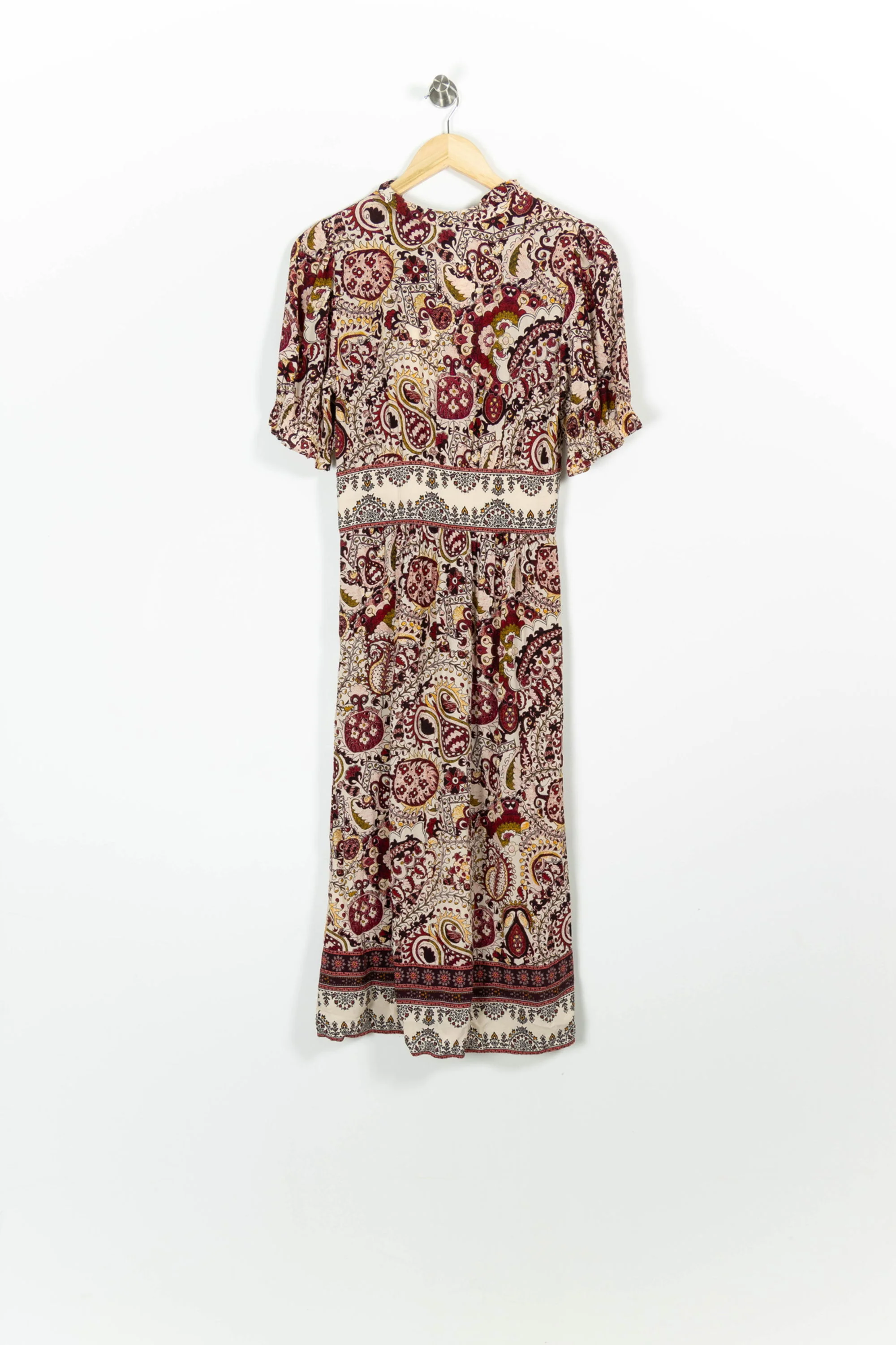 Robe Longue Beige et Bordeaux - Taille XS/34 - Image 4