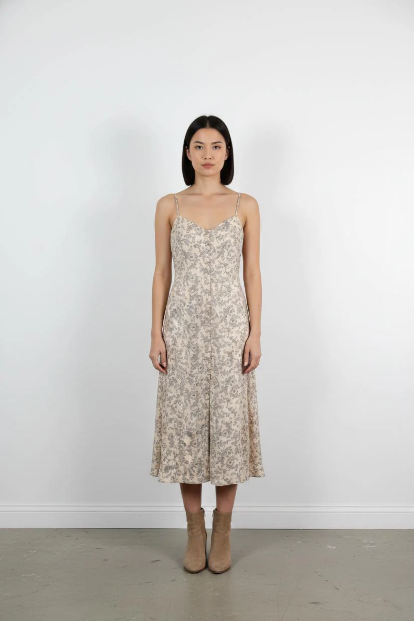 Robe Longue Beige et Noire - Taille S/36