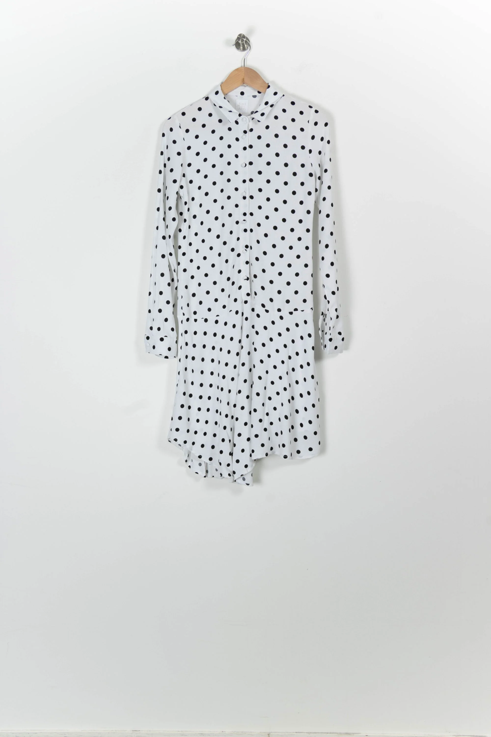 Robe Longue Blanche à Pois Noirs - Taille XS/34 - Image 2