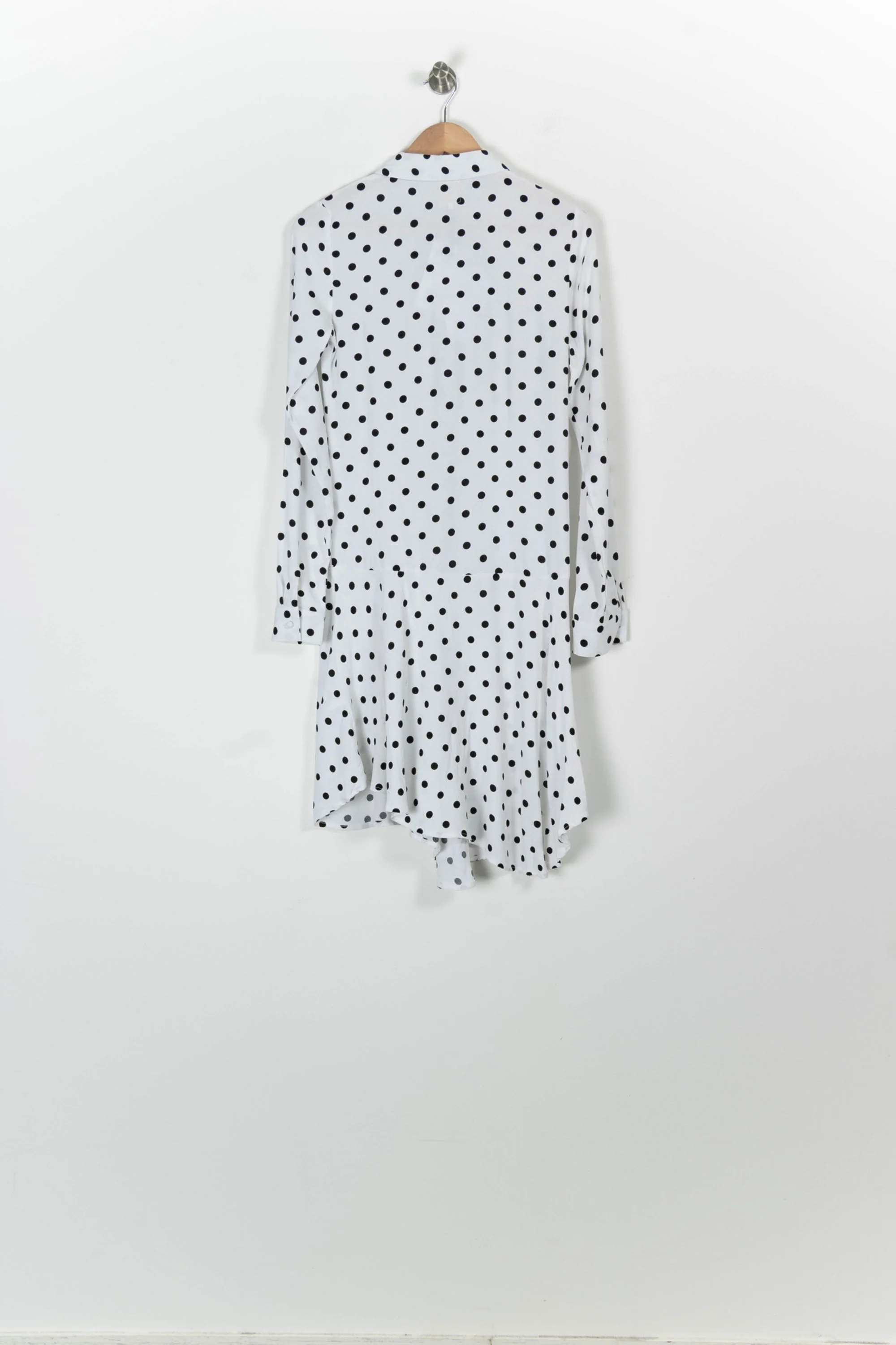 Robe Longue Blanche à Pois Noirs - Taille XS/34 - Image 4