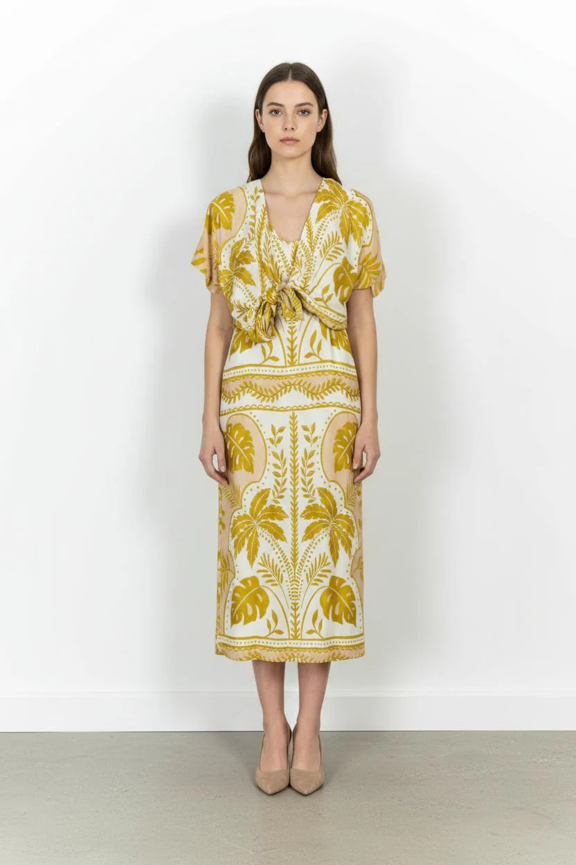 Robe Longue Blanche et Jaune - Taille S/36