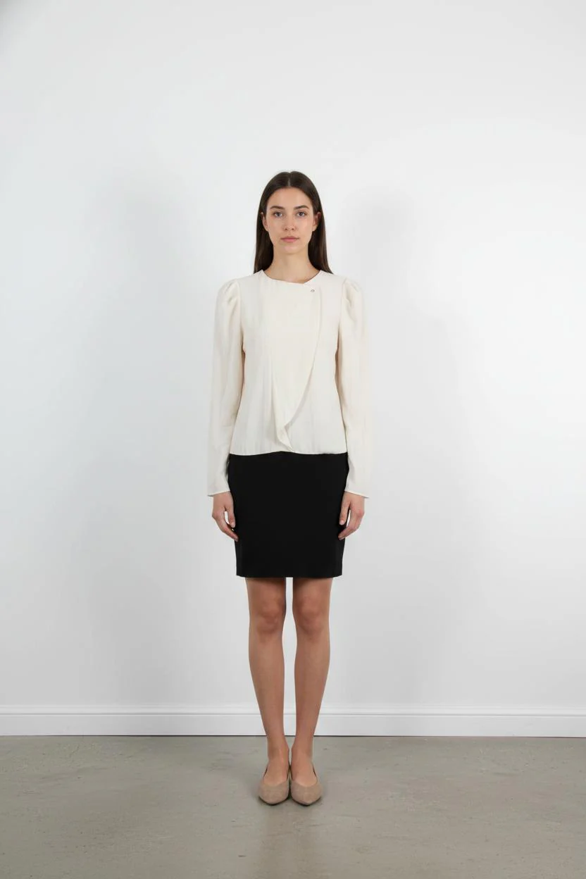 Robe Longue Blanche et Noire - Taille XS/34