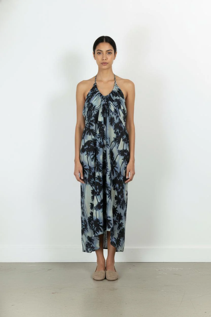 Robe Longue Bleu et Noir - Taille L/40
