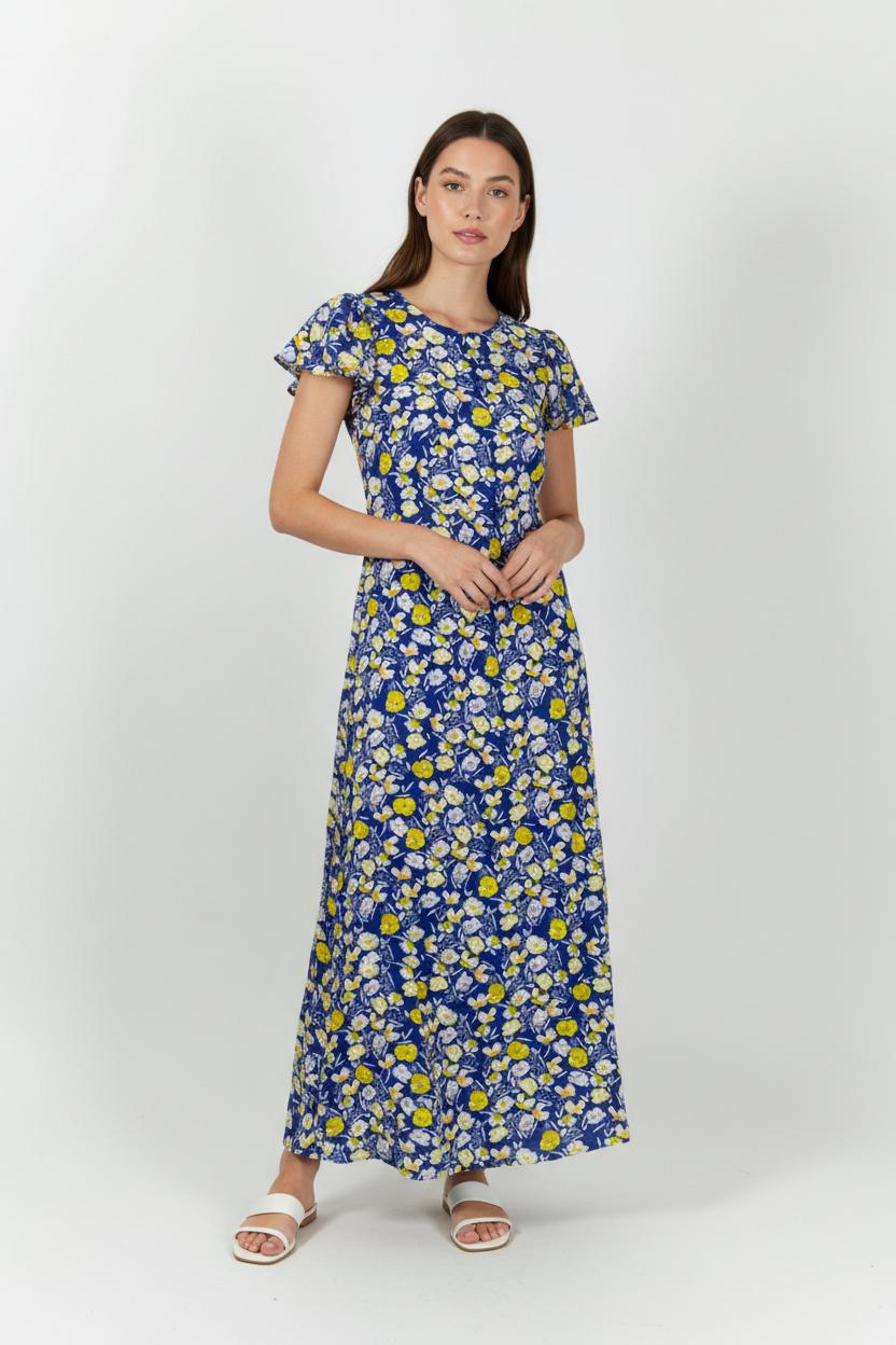Robe Longue Bleue et Jaune - Taille L/40
