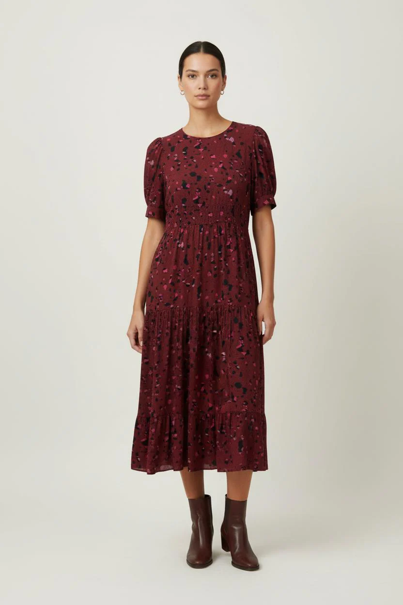 Robe Longue Bordeau et Noire - Taille S/36