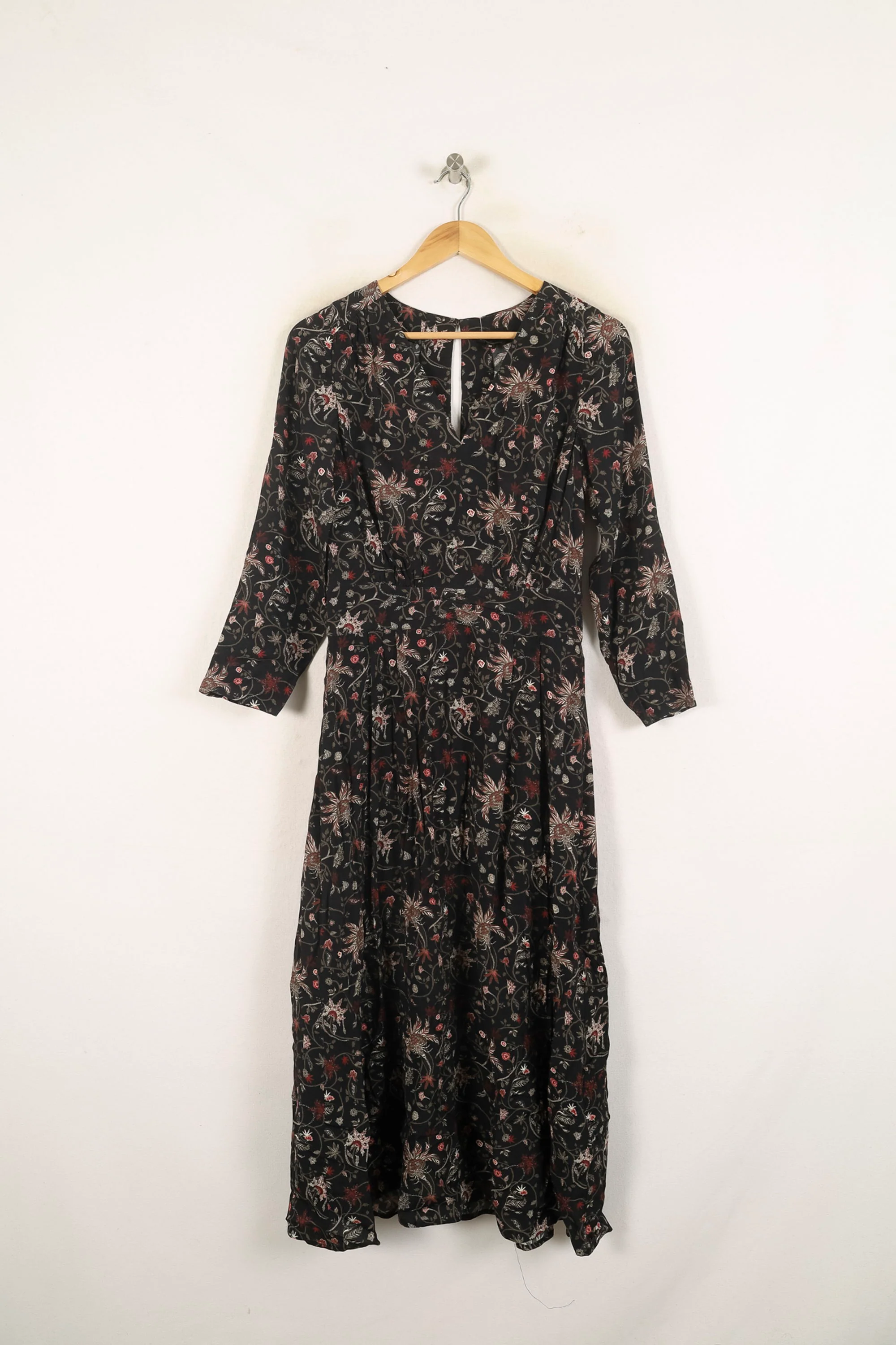 Robe Longue Noire à Fleurs - Taille S/36 - Image 2
