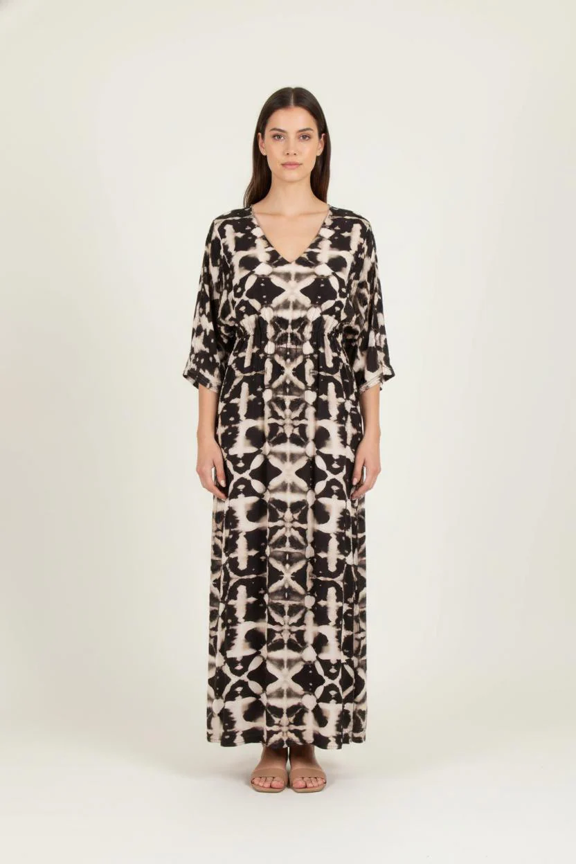 Robe Longue Noire et Beige - Taille S/36