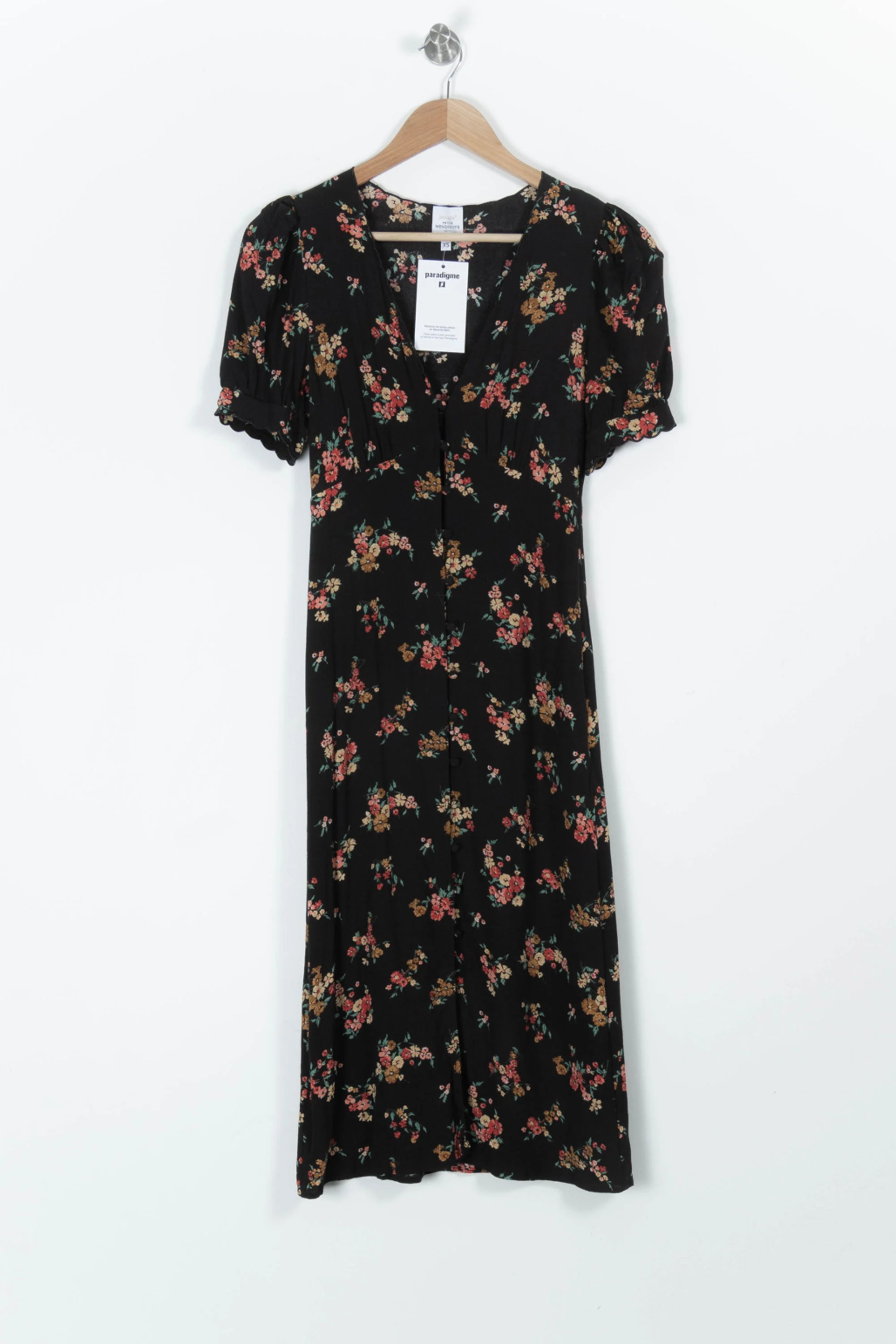 Robe Longue Noire et Fleurie - Taille XS/34 - Image 2