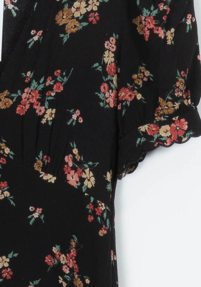 Robe Longue Noire et Fleurie - Taille XS/34 - Image 3