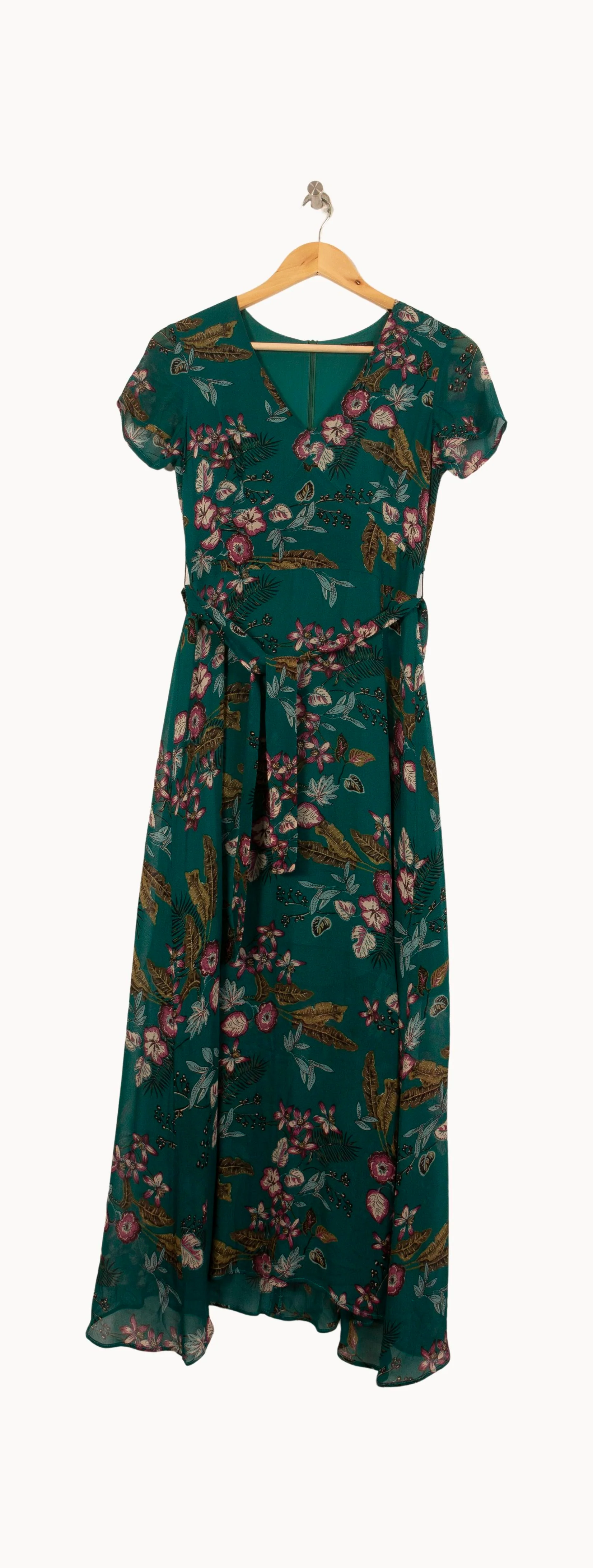 Robe Longue Verte à Fleurs - Taille XS/34 - Image 2