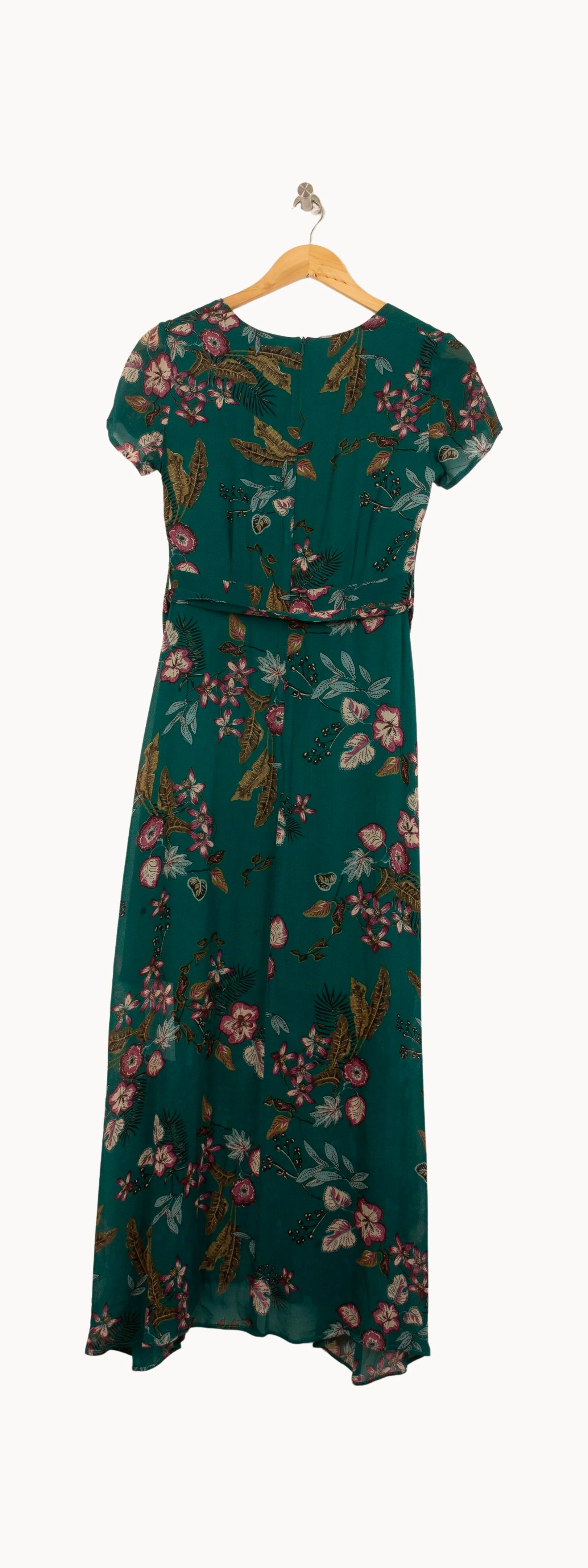 Robe Longue Verte à Fleurs - Taille XS/34 - Image 4