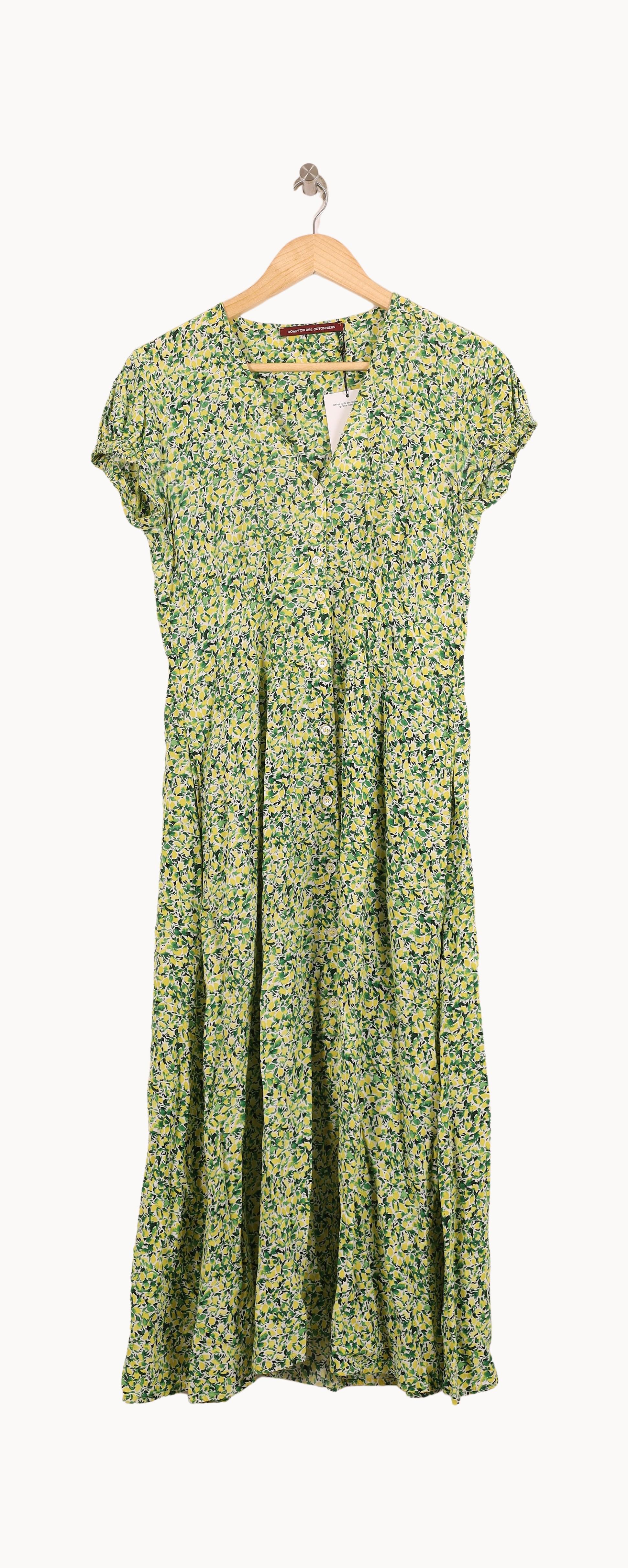 Robe Longue Verte et Jaune - Taille M/38 - Image 2