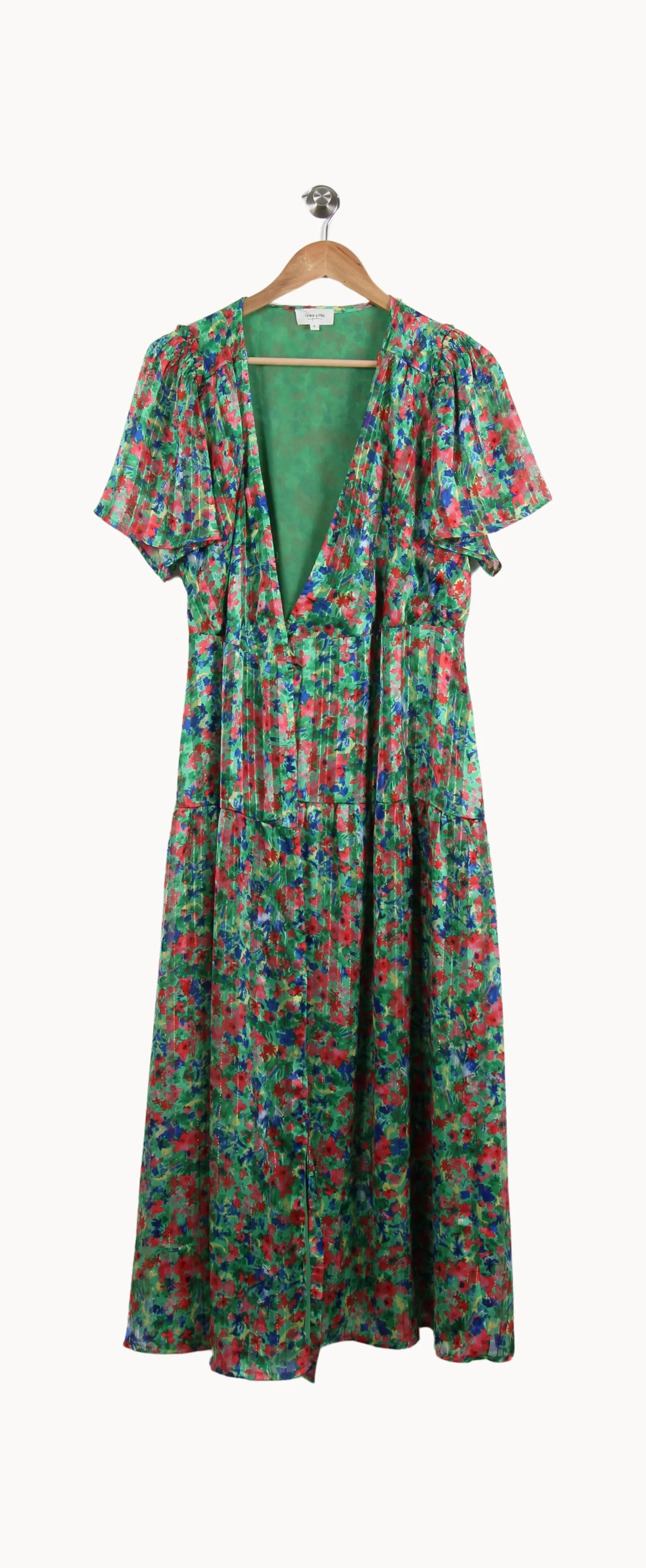 Robe Longue Verte et Rouge - Taille S/36 - Image 2