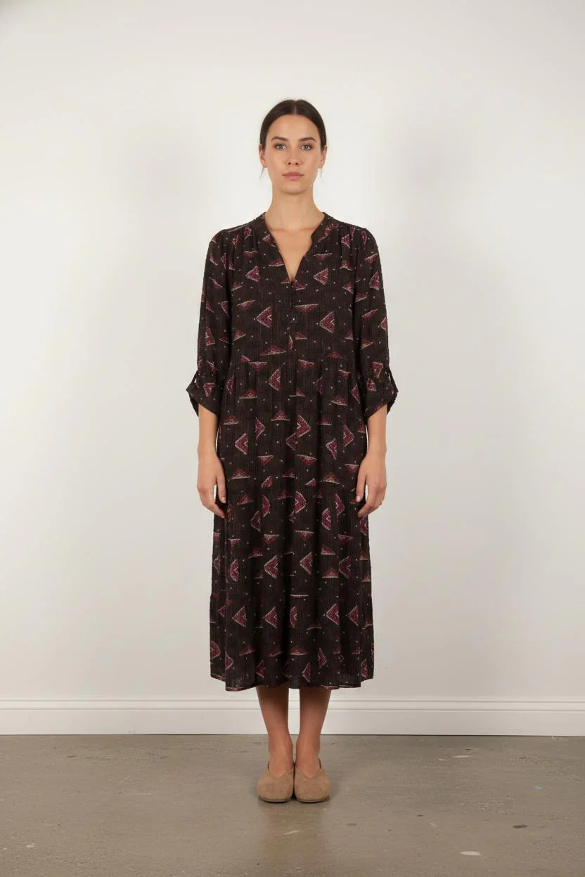 Robe Longue Violette et Marron - Taille S/36