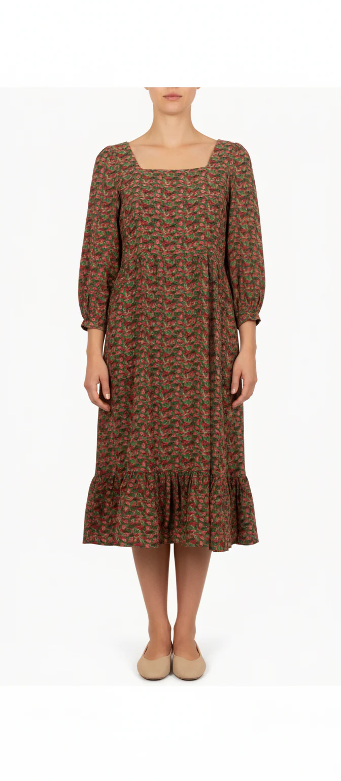 Robe Mi-longue Verte et Rouge - Taille XS/34