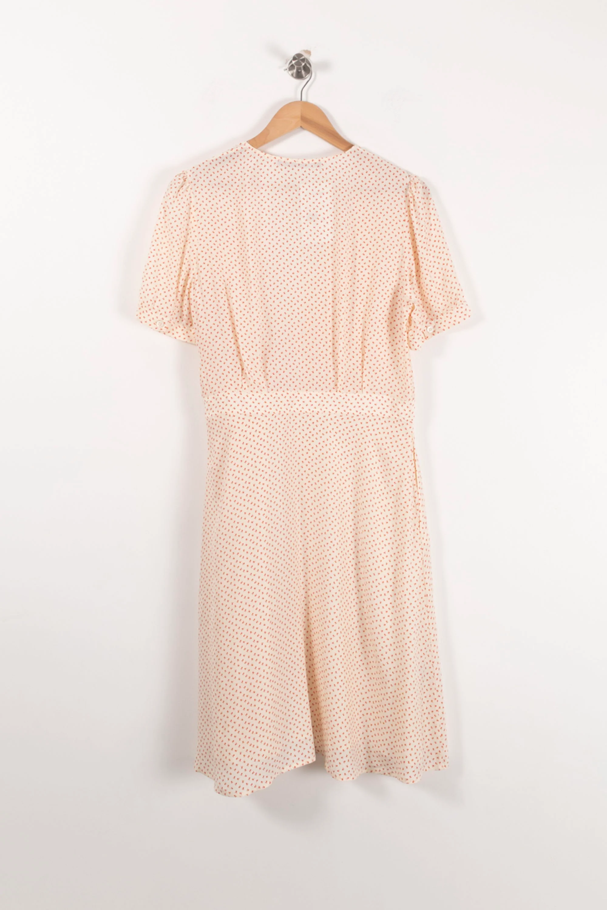 Robe Midi Beige à Pois Rouges - Taille L/40 - Image 4