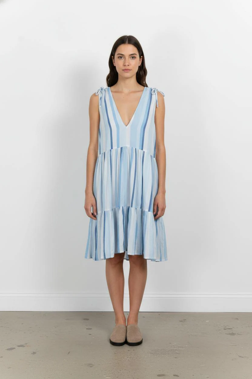 Robe Midi Bleu et Blanc - Taille L/40
